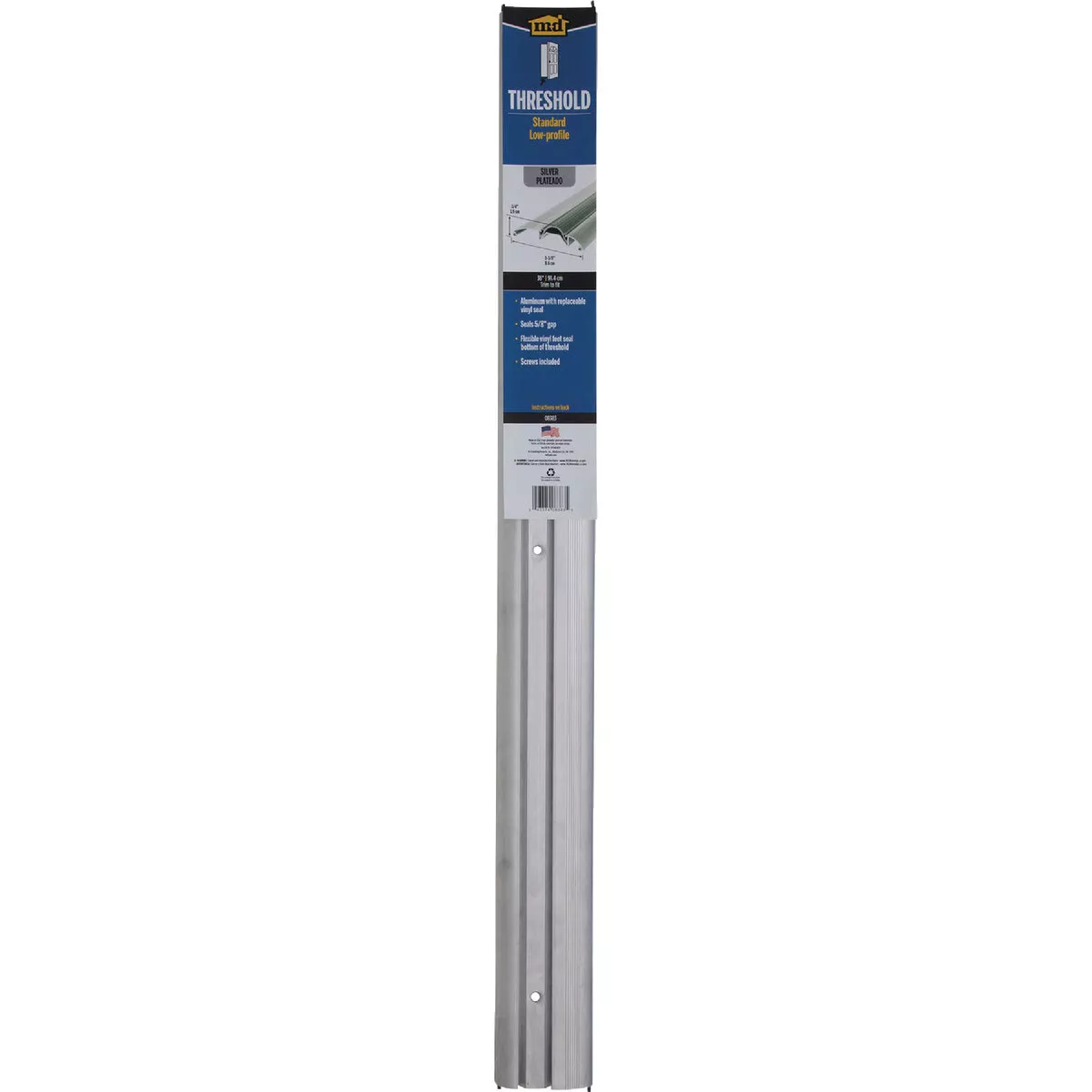 M-D Building Products 3-3/8 In. x 3/4 In. x 36 In. Silver Aluminum and Vinyl Low-Profile Threshold