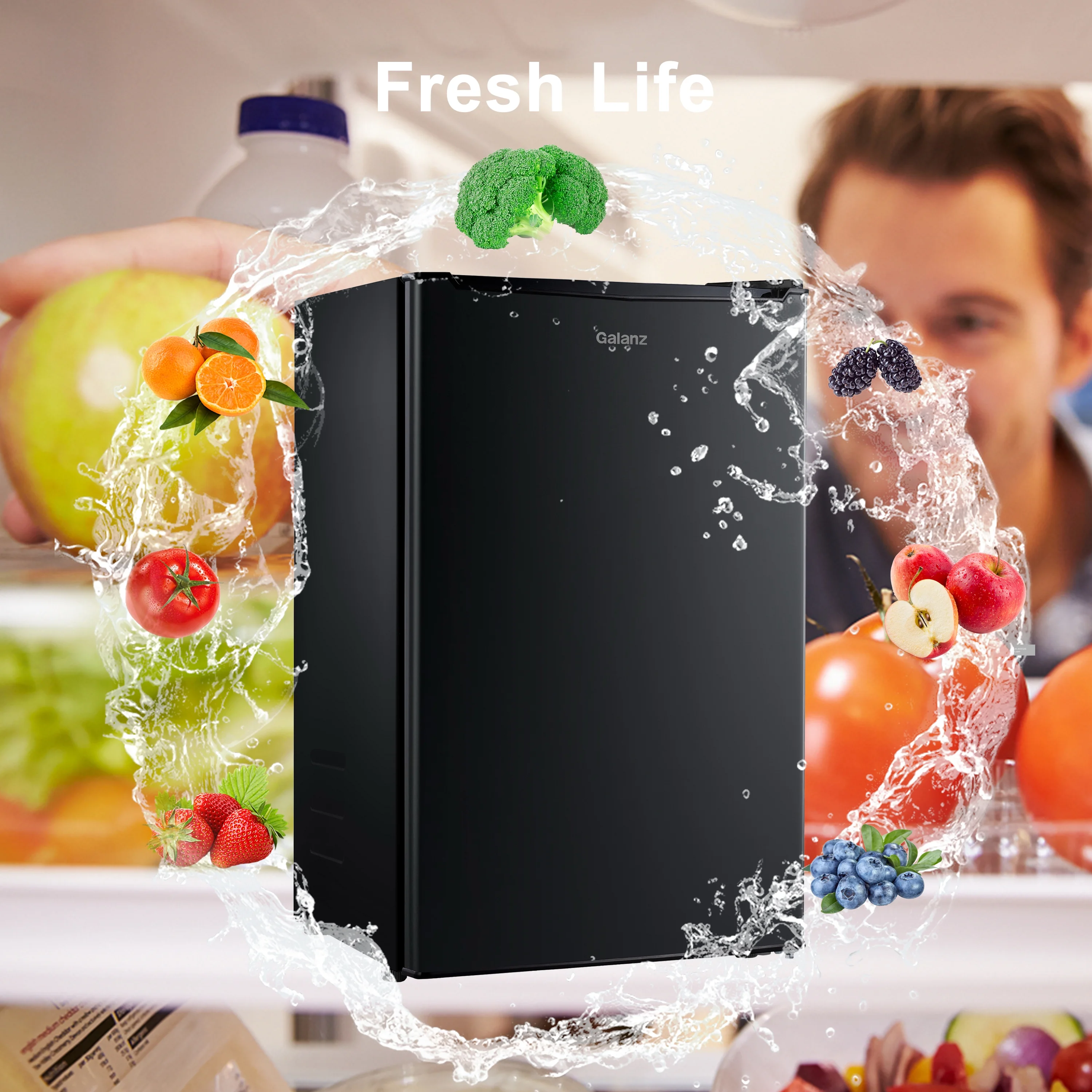 Galanz 3.3 Cu ft One Door Mini Fridge, Black Estar, New - Image 8