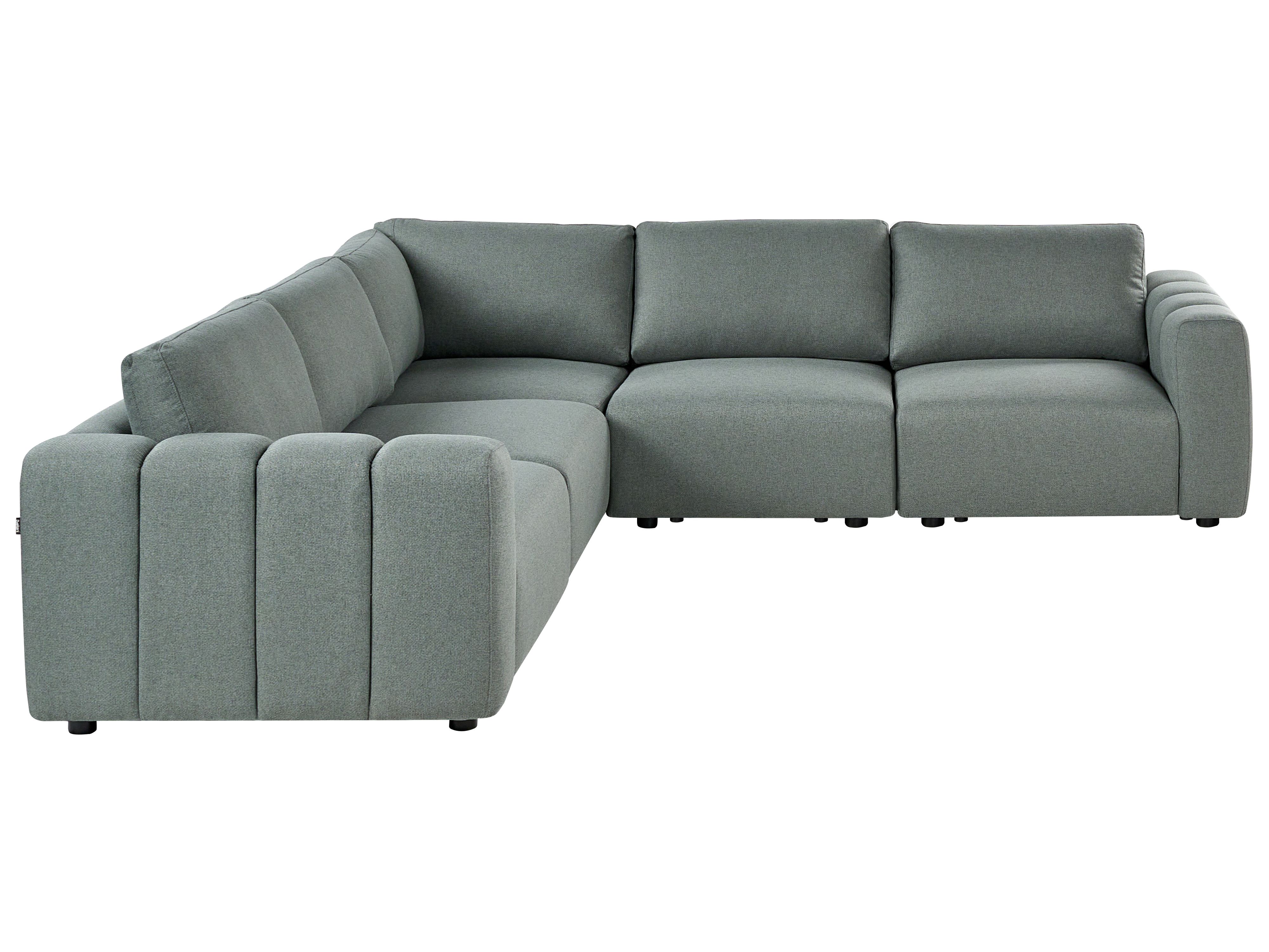 Modular Corner Sofa 5 Seater KIVVIK Fabric Green Right Hand