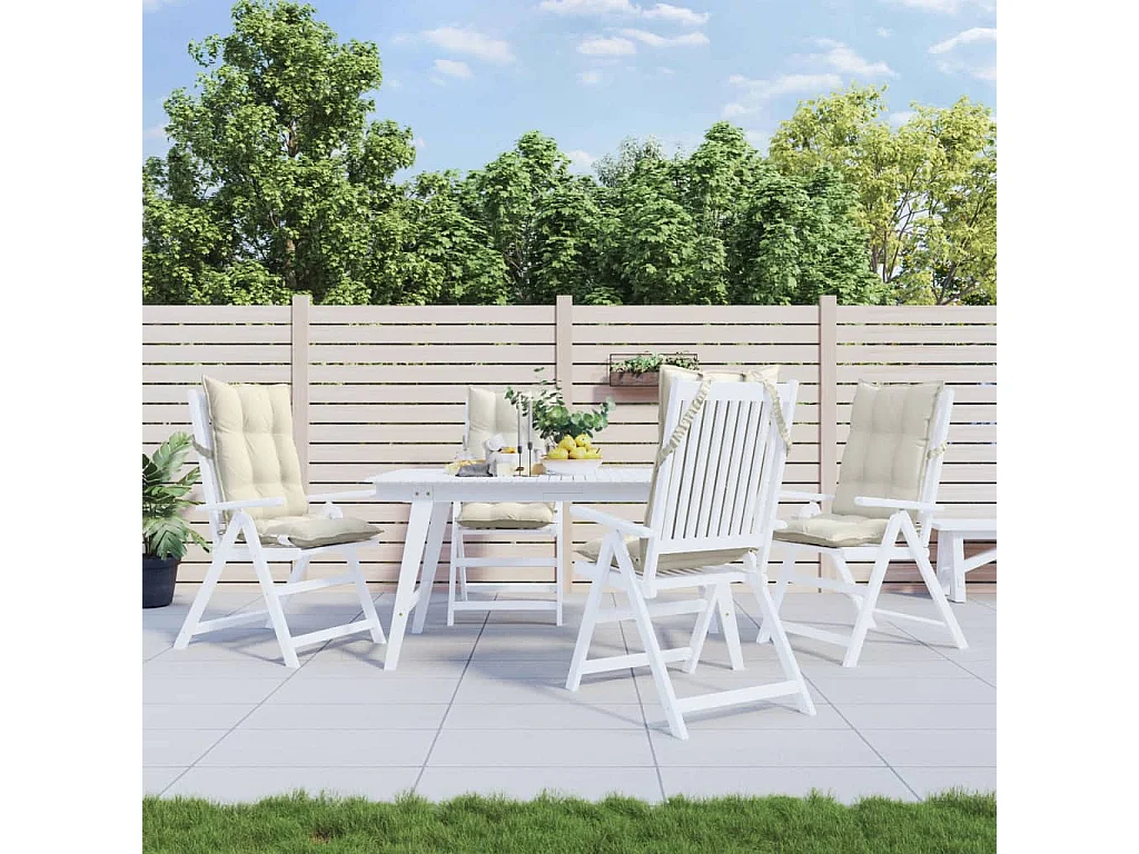 Coussins de chaise à dossier haut lot de 4 crème tissu oxford