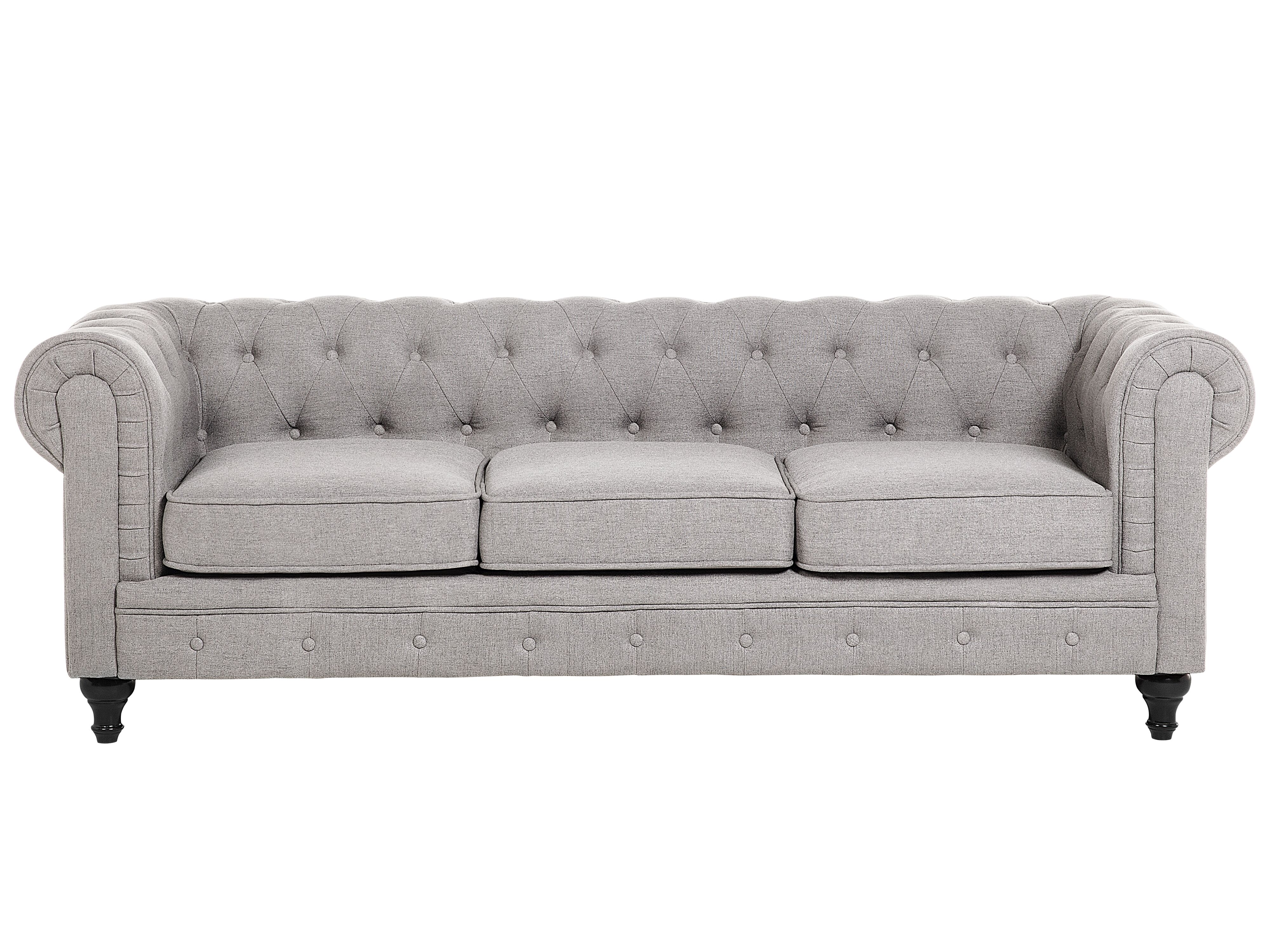 Sofa 3 Seater CHESTERFIELD Fabric Light Grey