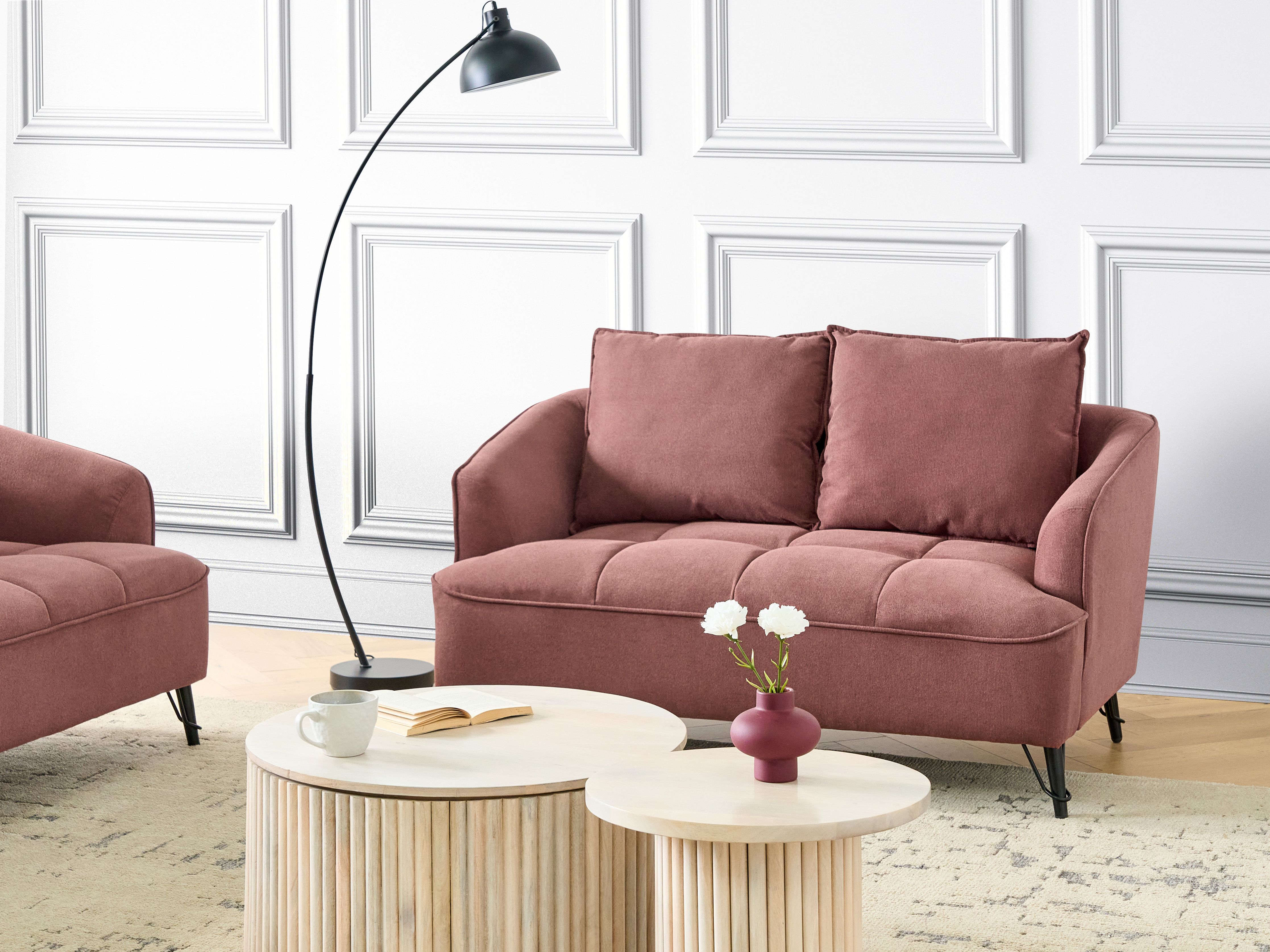 Sofa 2 Seater HOBRO Fabric Burgundy