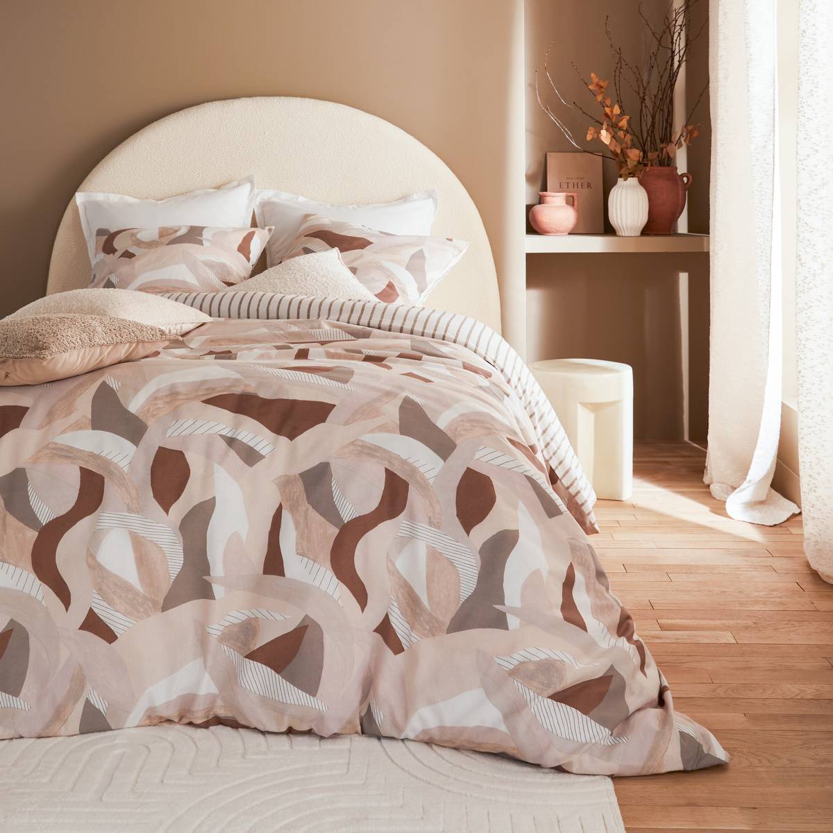 Printed bed set "Aeris" Gray, 260x240 cm