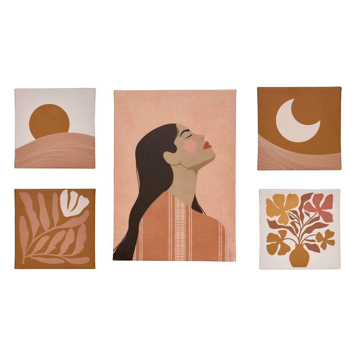 Set of 5 "Cynthia" Canvases Multicolor, 42X30 cm