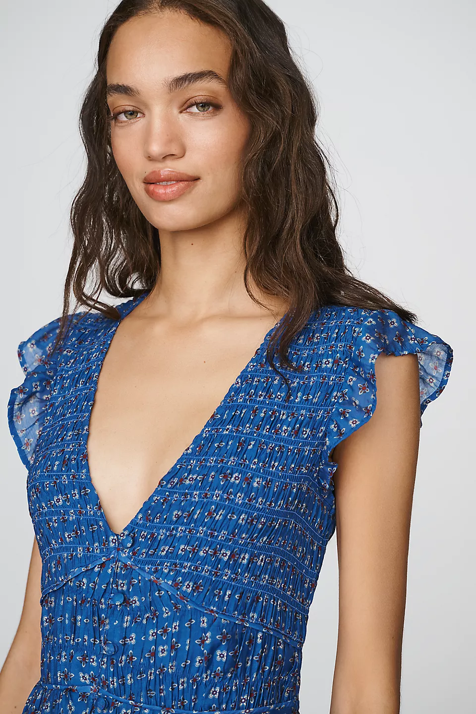 Peregrine Midi Dress - Blue Pattern
