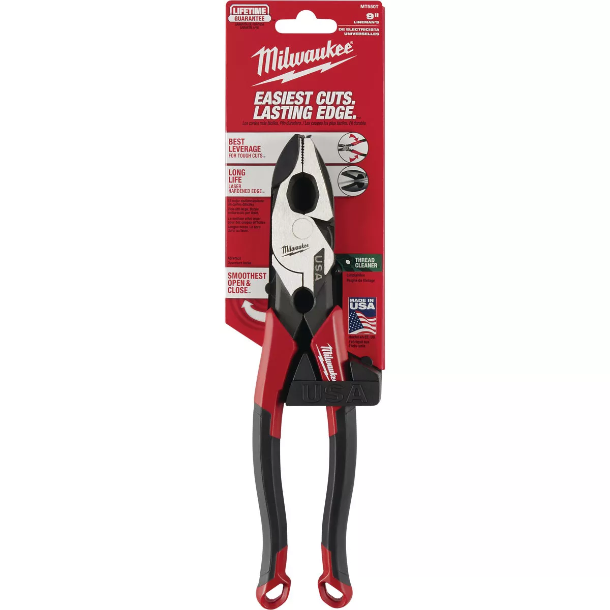 Milwaukee 9 In. Comfort Grip Linesman Pliers with Thread Cleaner