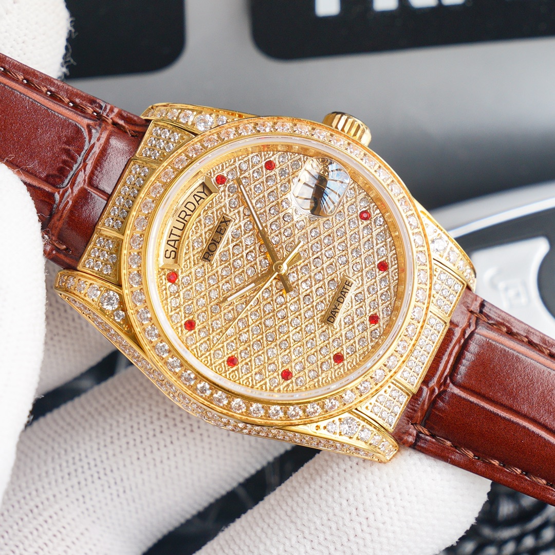Rolex new full-diamond logotype - full diamonds with classic lettering - official size 36mm(1:1 replica) - Elite Watch Atelier