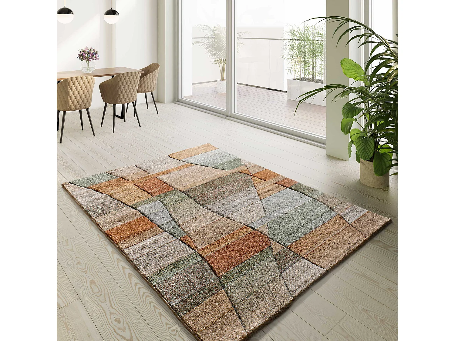 Tapis intérieur - abstrait - multicolore - 140 x 200 cm - SORA