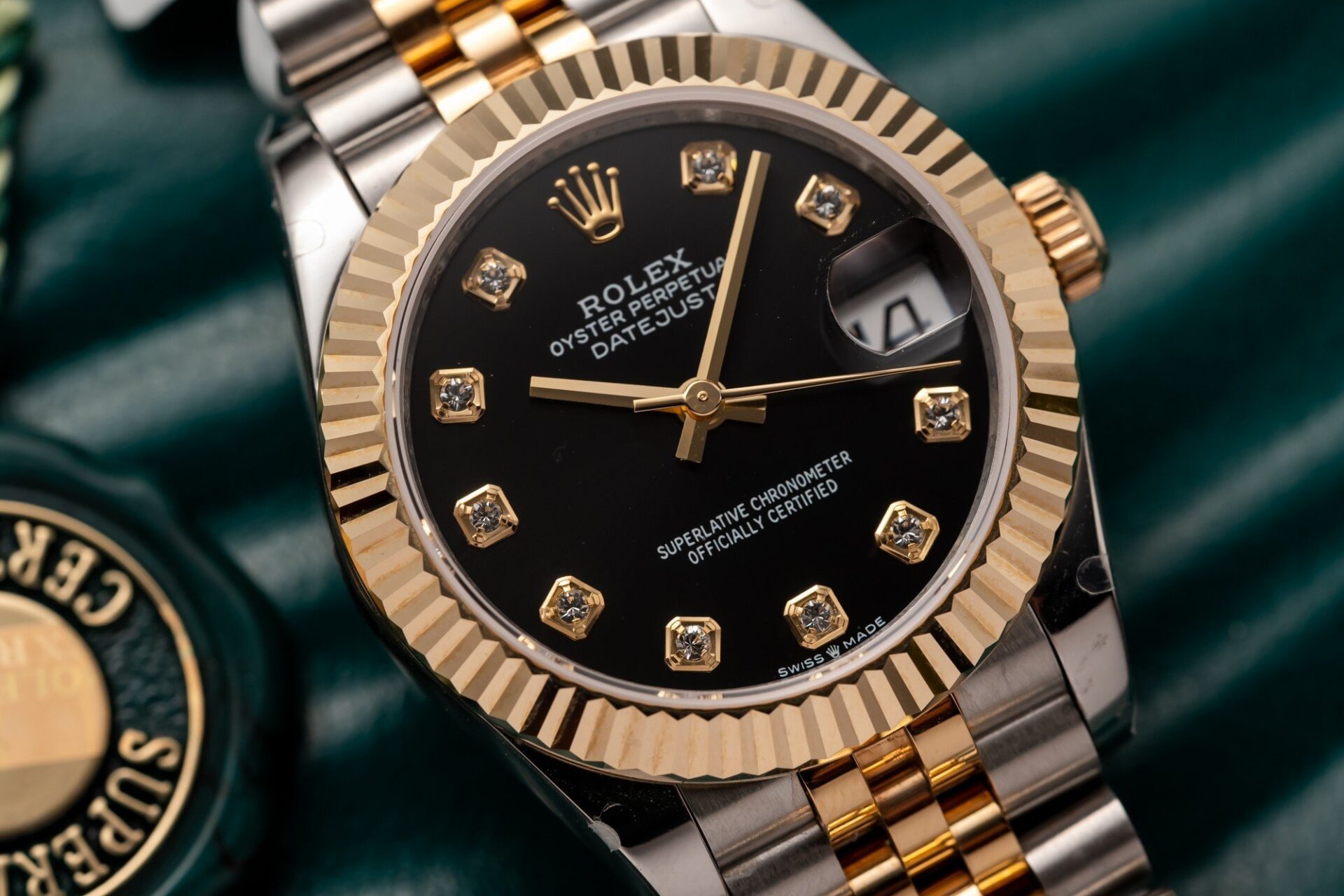 Rolex Best Replica Watches DateJust Gold Wrapped Black Dial 31mm - Elite Watch Atelier