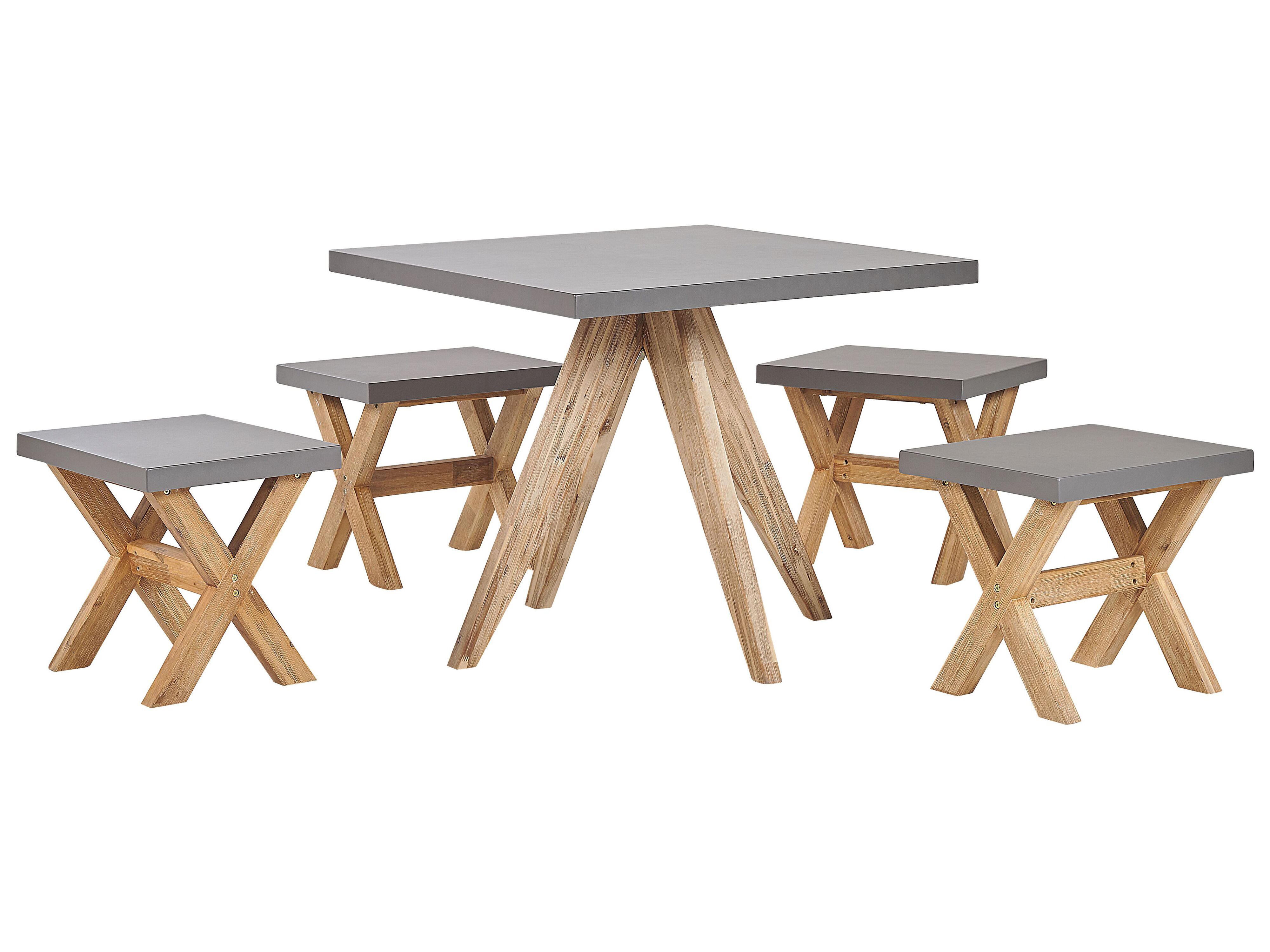 Garden Dining Set with Stools 4 Seater OLBIA Concrete Grey