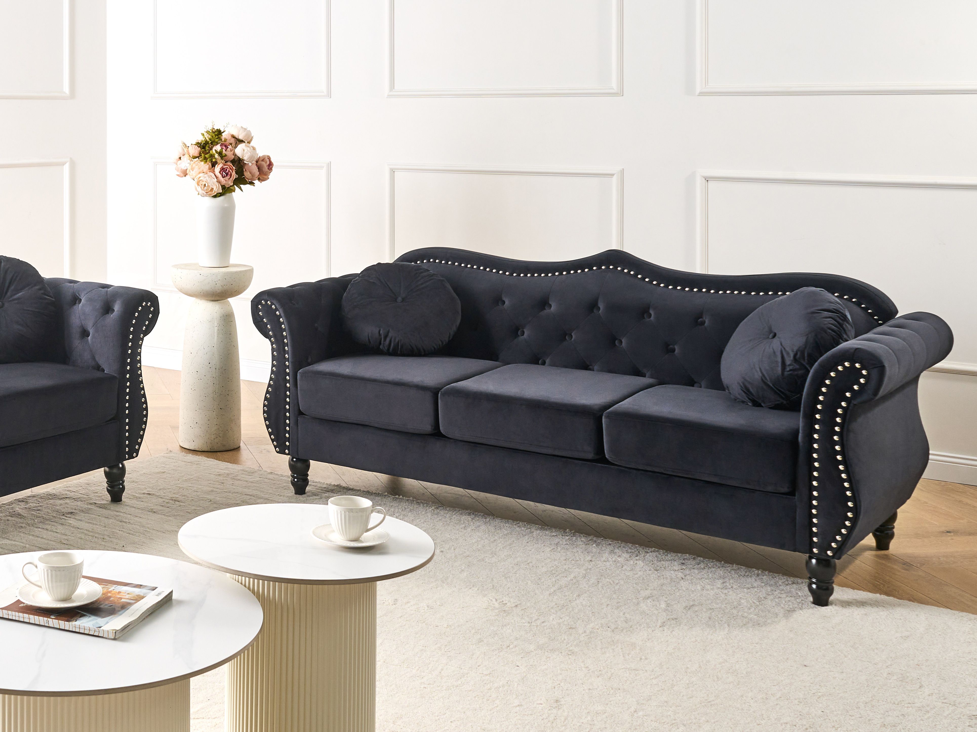 Sofa 3 Seater SKIEN Velvet Black
