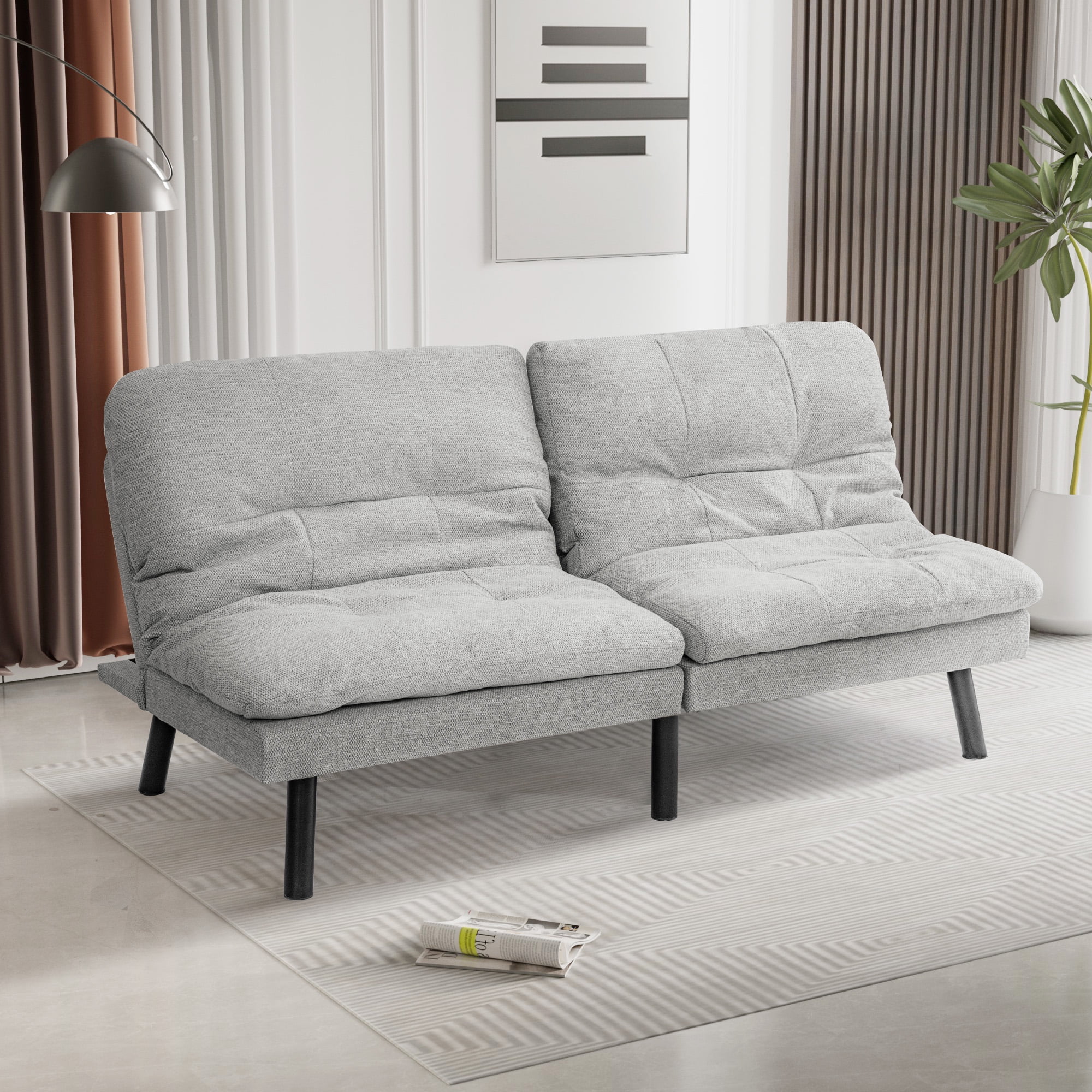Homall Futon sofa, Two Seat Adjustable Sofa, Corduroy Fabric, Upholstered Sofa, Sofa Changeable into Bed, Leisure Reading and Games, Green - Image 24