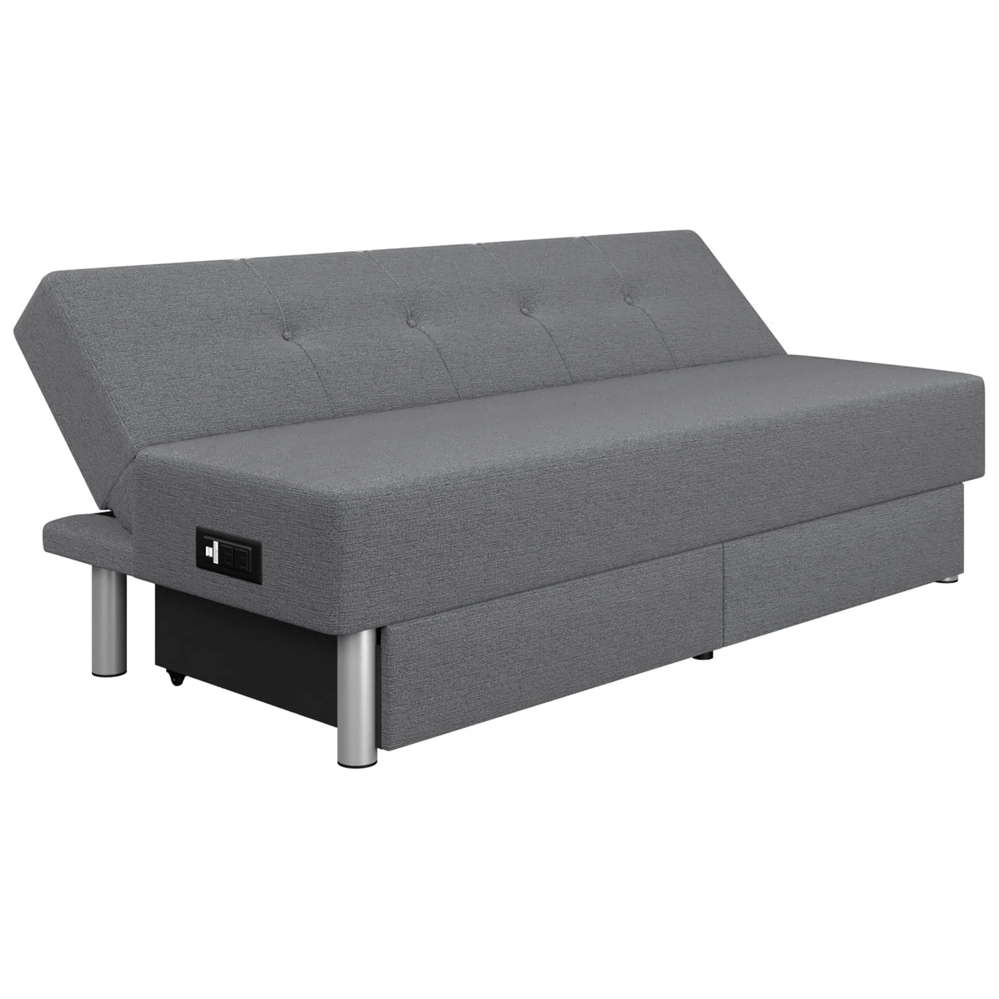 Serta Windsor Futon with Storage and Power, Gray Fabric