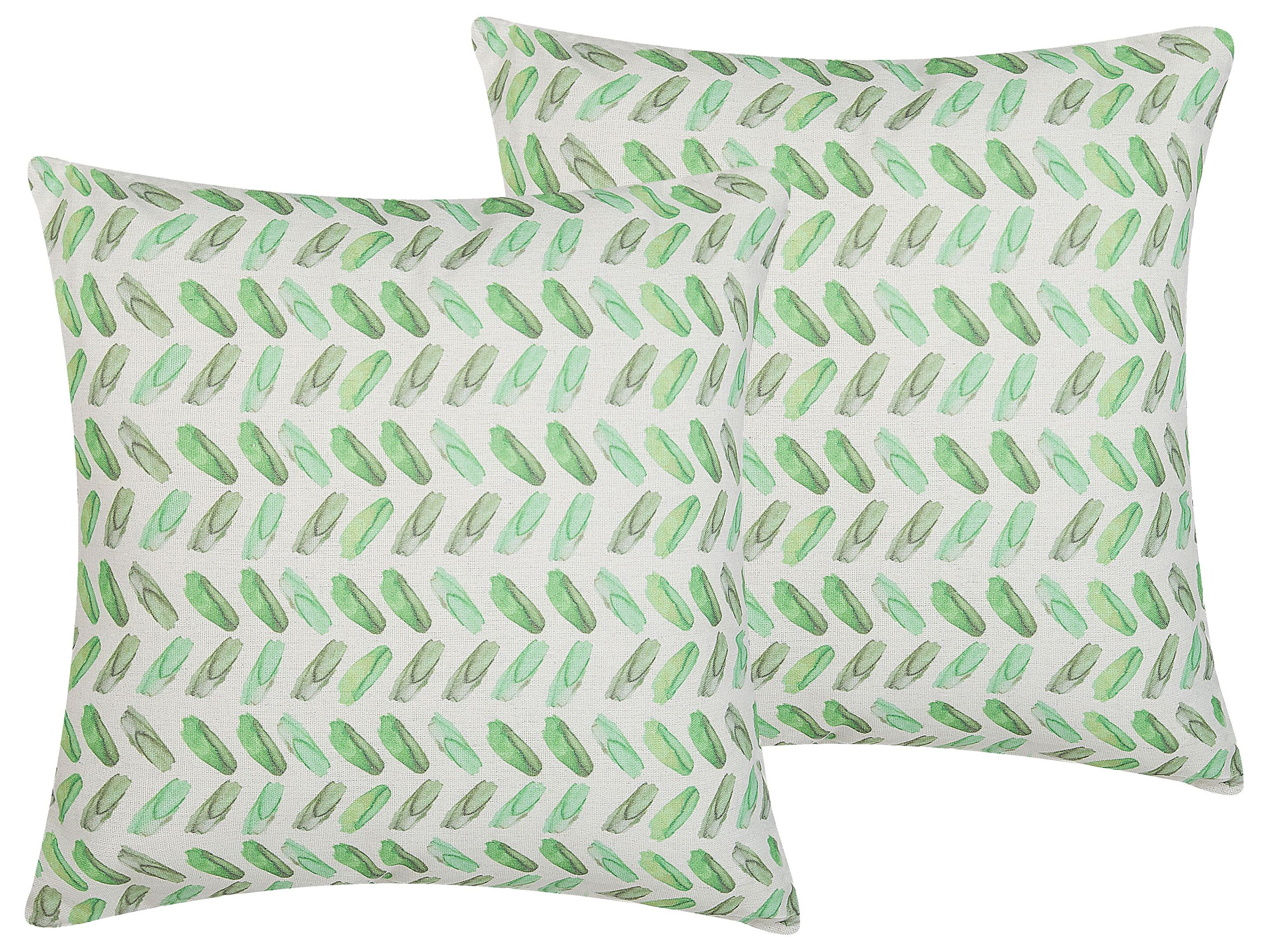 Set of 2 Decorative Cushions PRUNUS 45 x 45 cm Green Abstract Pattern