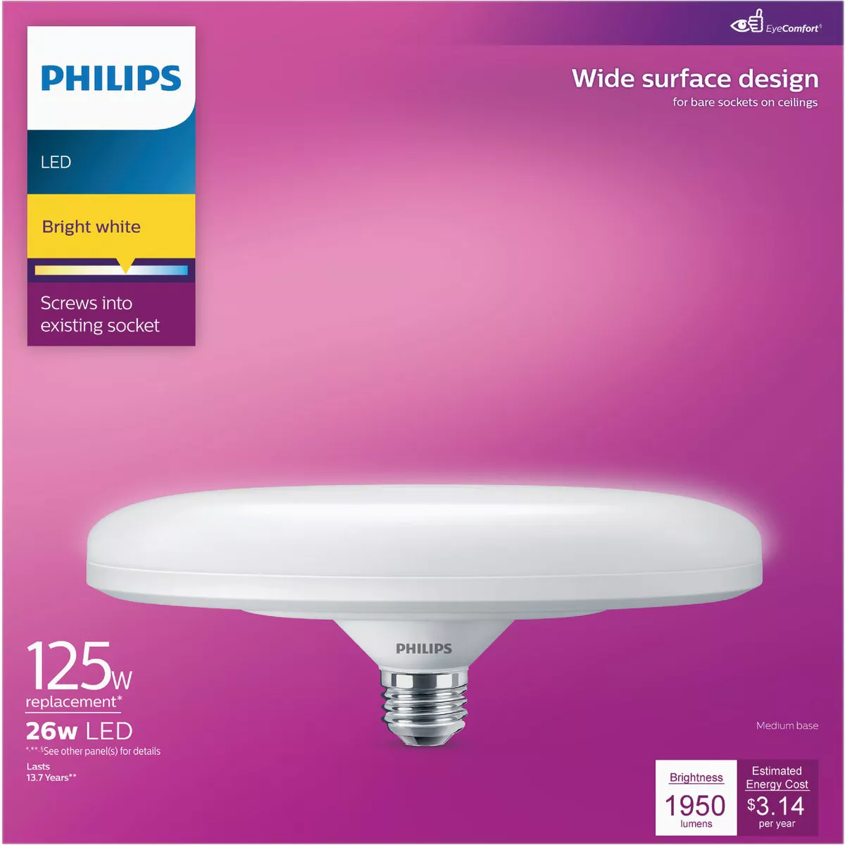 Philips 125W Equivalent Bright White Wide Surface Medium LED Floodlight Light Bulb