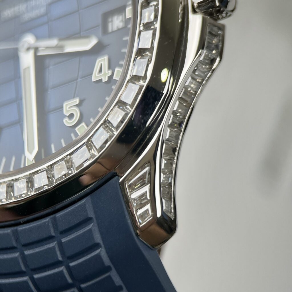 Patek Philippe Replica Watch Aquanaut 5168G Custom Moissanite Baguette Diamonds Blue Dial 42.2mm - Top club