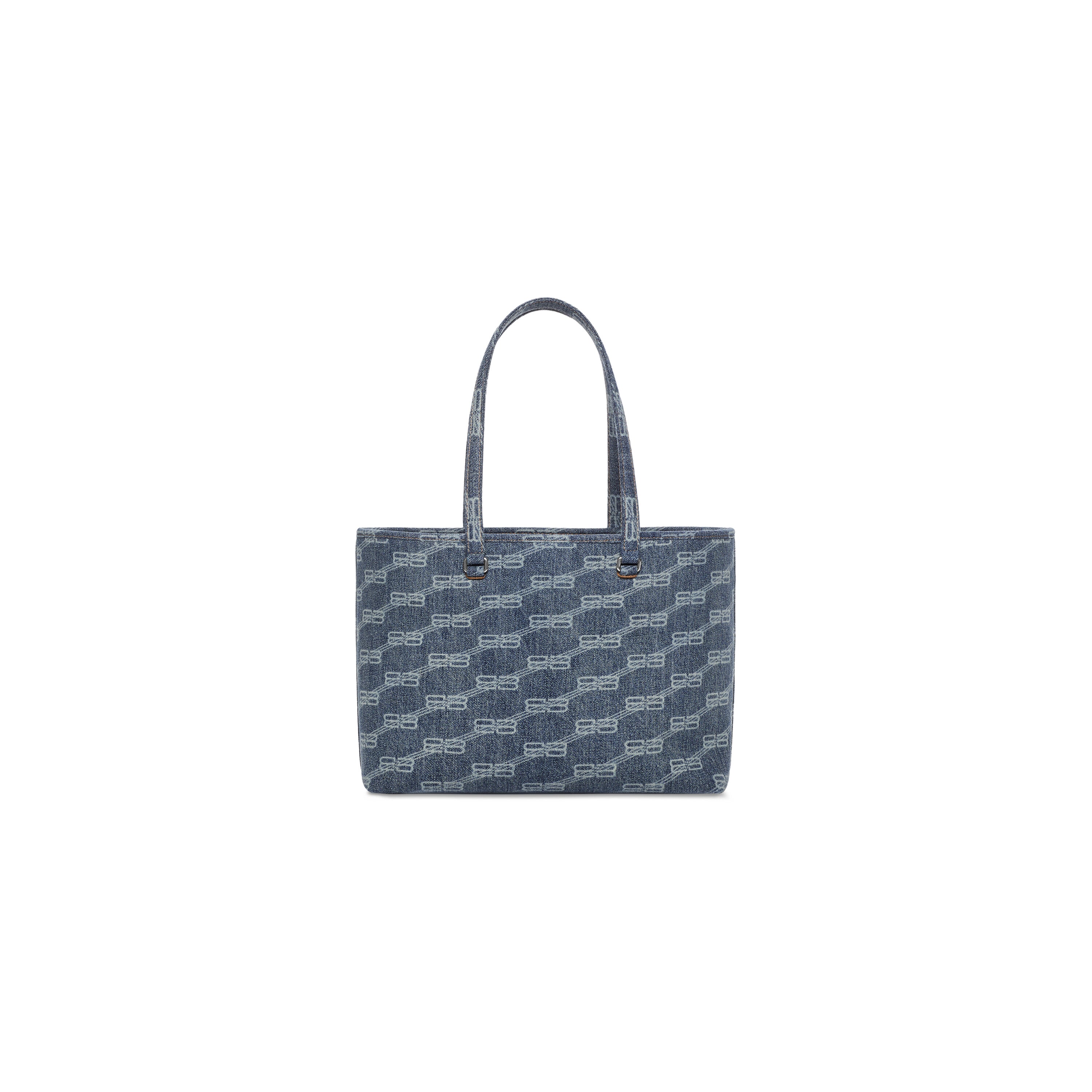 SIGNATURE MEDIUM EAST-WEST SHOPPER BAG BB MONOGRAM BLEACHED DENIM IN BLUE - Replicaclubs