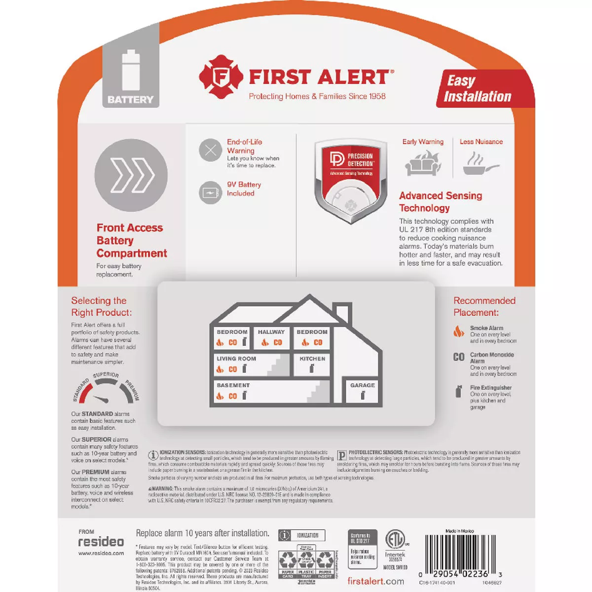 First Alert SMI100 Battery Powered Ionization Smoke Alarm
