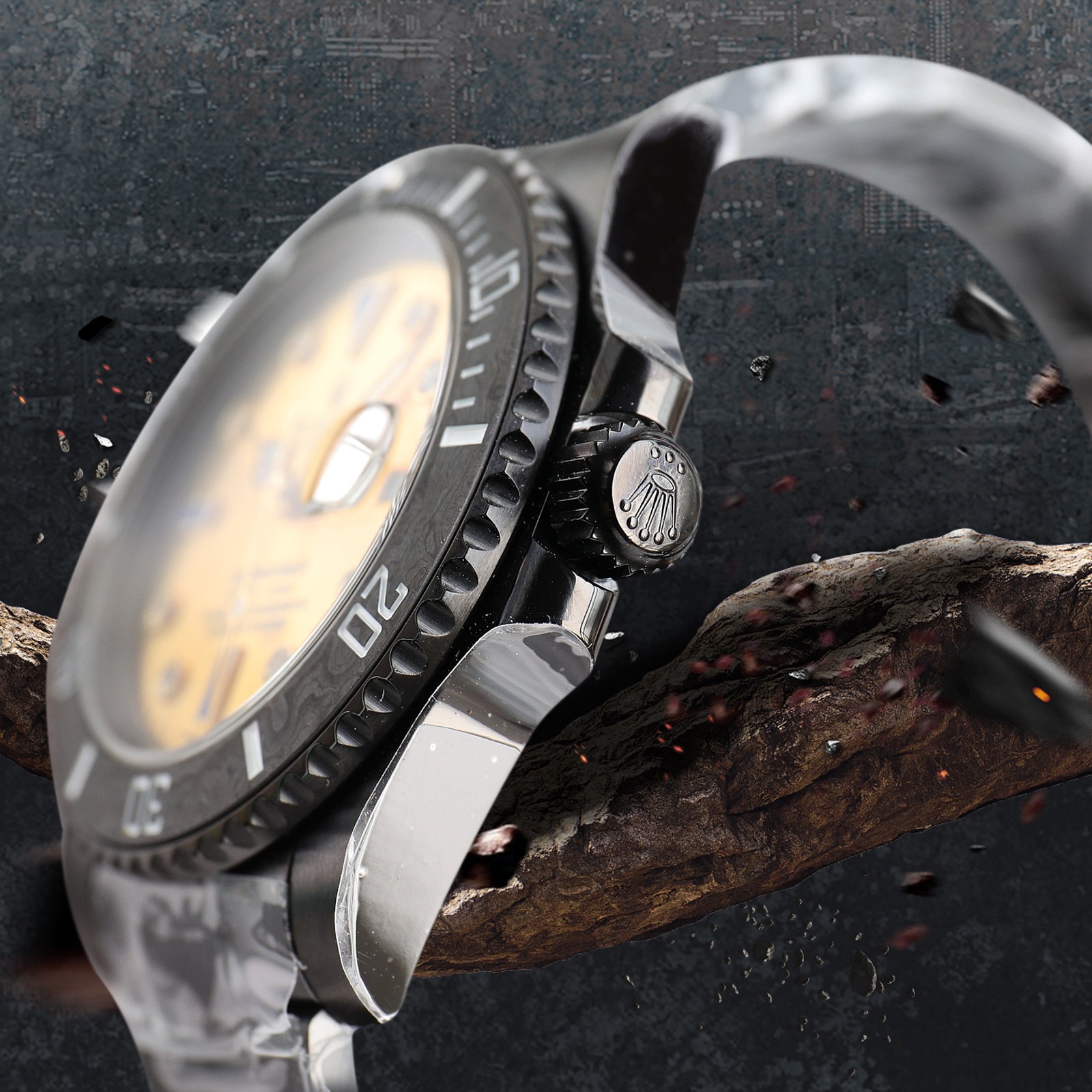 ROLEX Rolex Customized Submariner-Diamond Dial-Carbon Fiber Bezel-Black Gold(1:1 replica) - Top club
