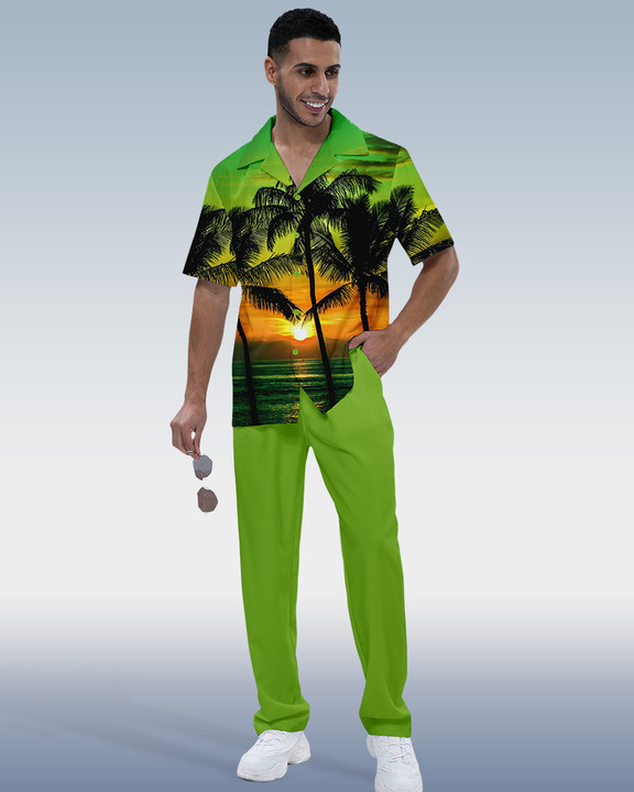 Suitmens Men's Coconut Short Sleeve Shirt Walking Set 325