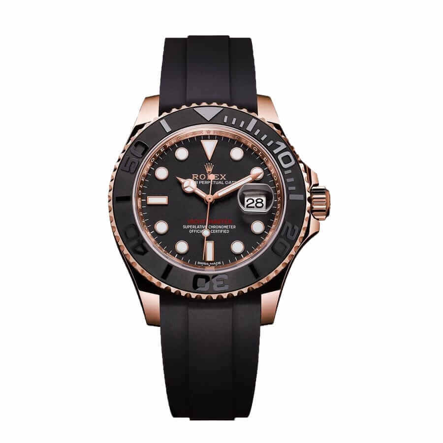 Rolex Yacht-Master 40 116655 SATS Rose Gold Automatic Rubber Black Dial Replica - Elite Watch Atelier