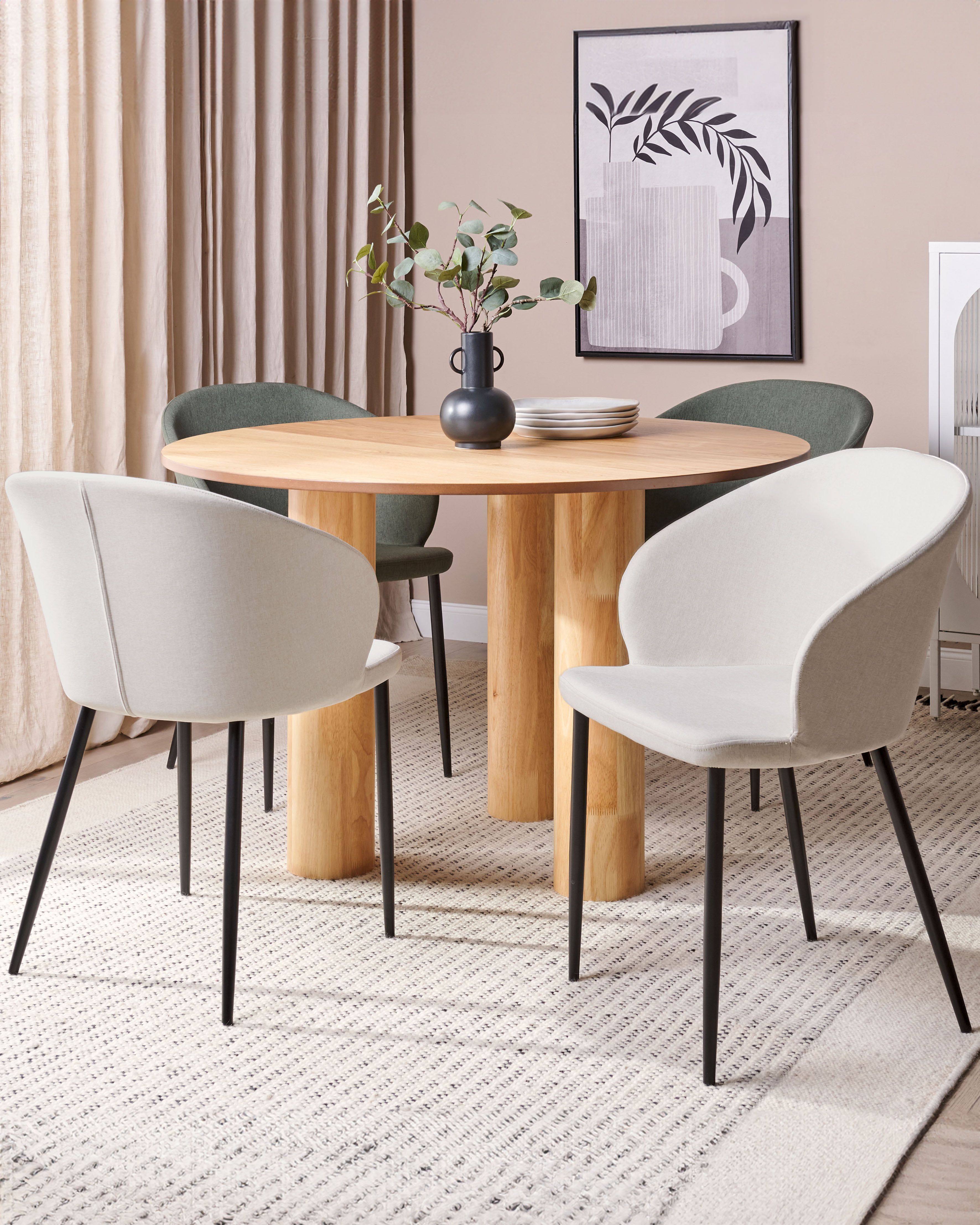 Set of 2 Dining Chairs MASON Fabric Light Beige