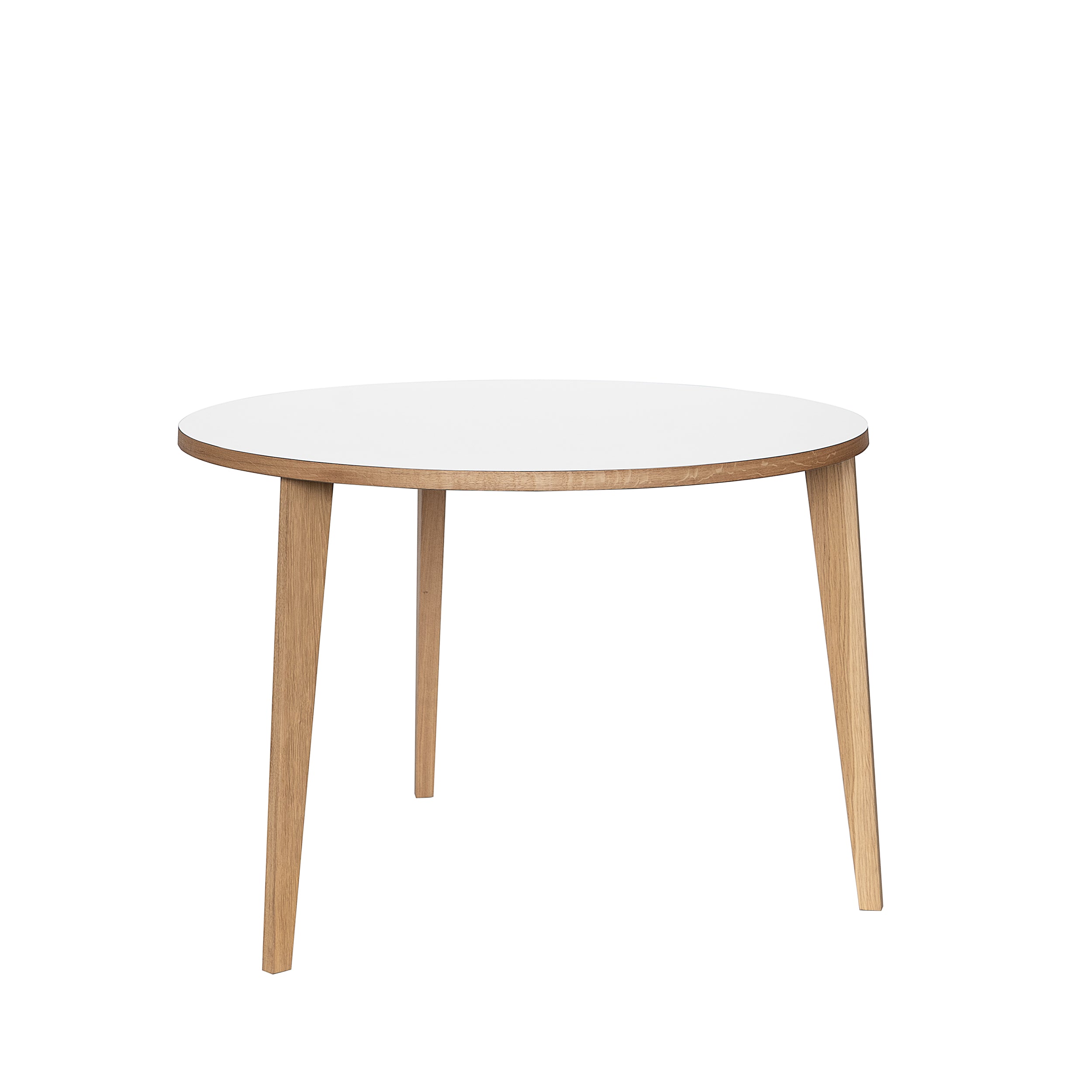 MINT Furniture Eettafel S, D110 cm, H75 cm, eiken, wit laminaat