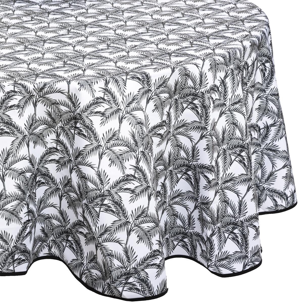 Tablecloth stain resistant "Palm tree" Slate grey, D.180 cm