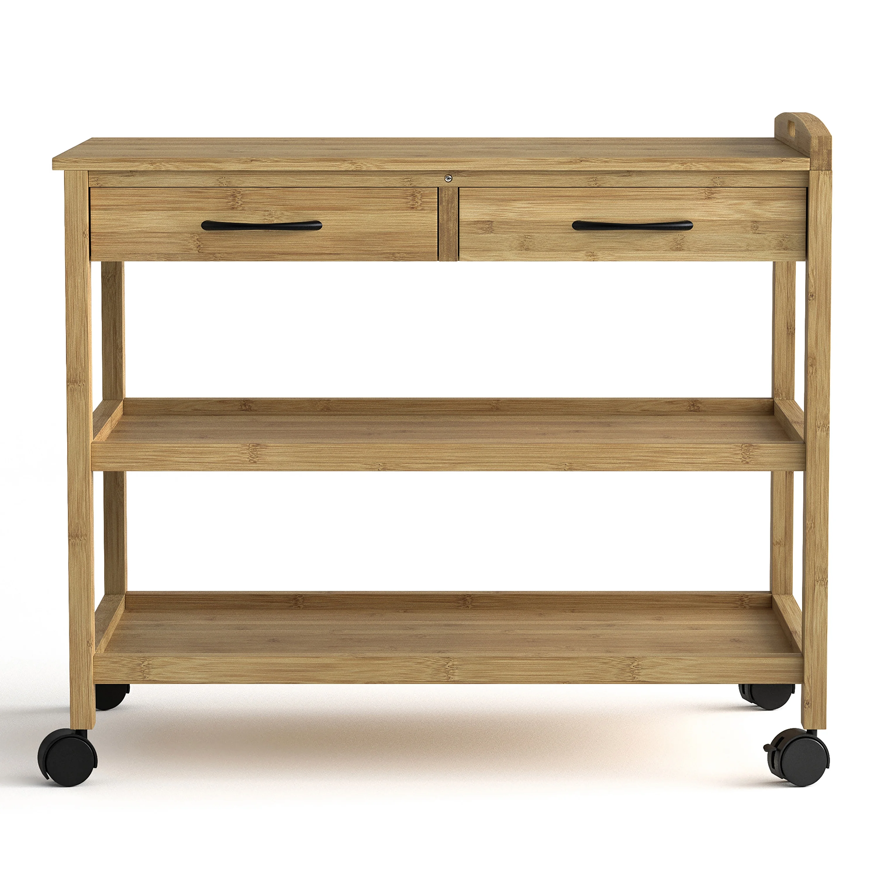 Greemotion Dohna Bamboo 2-Shelf Kitchen Cart with 2-Drawer in Natural