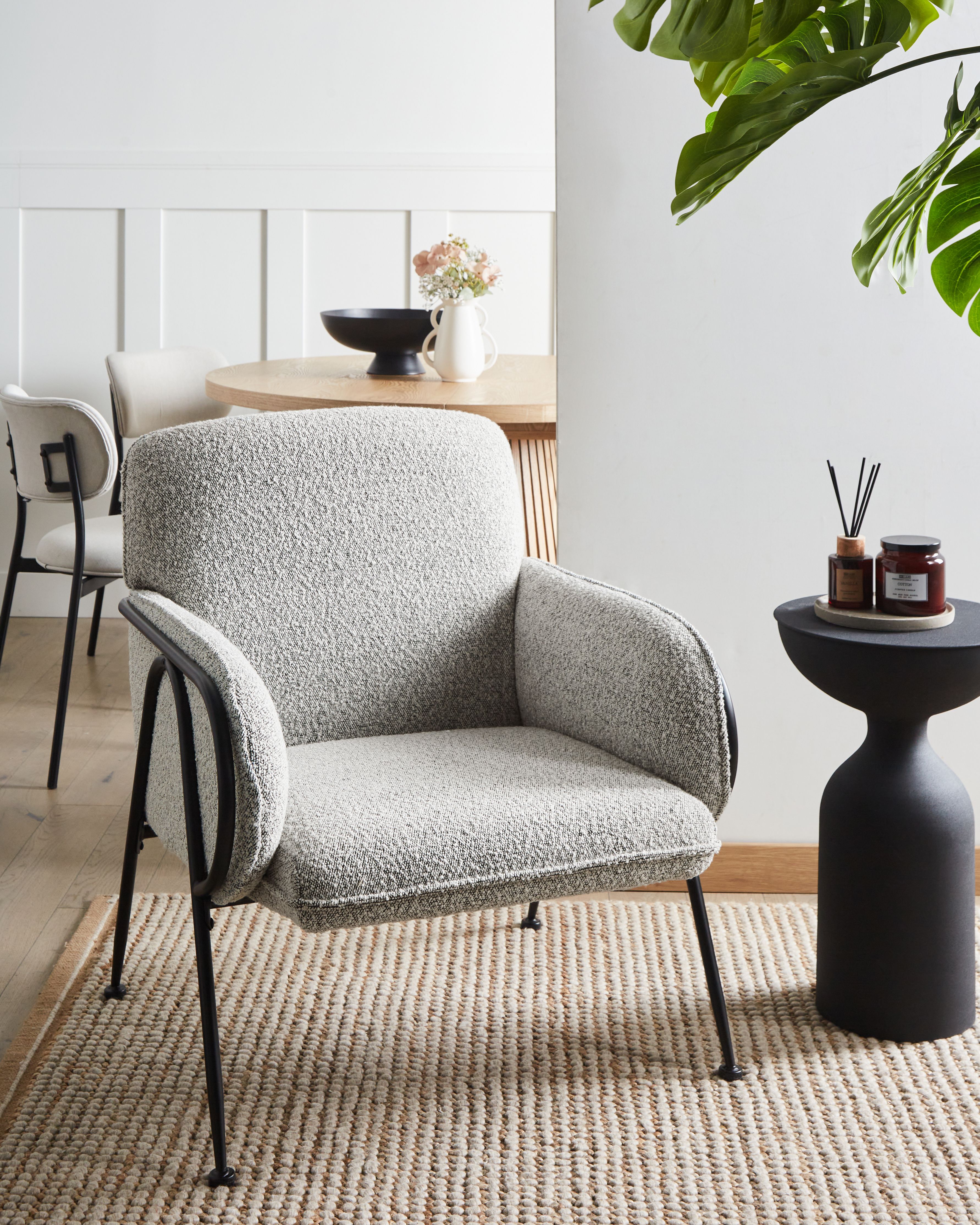Armchair TRYSNES Fabric Black/ White
