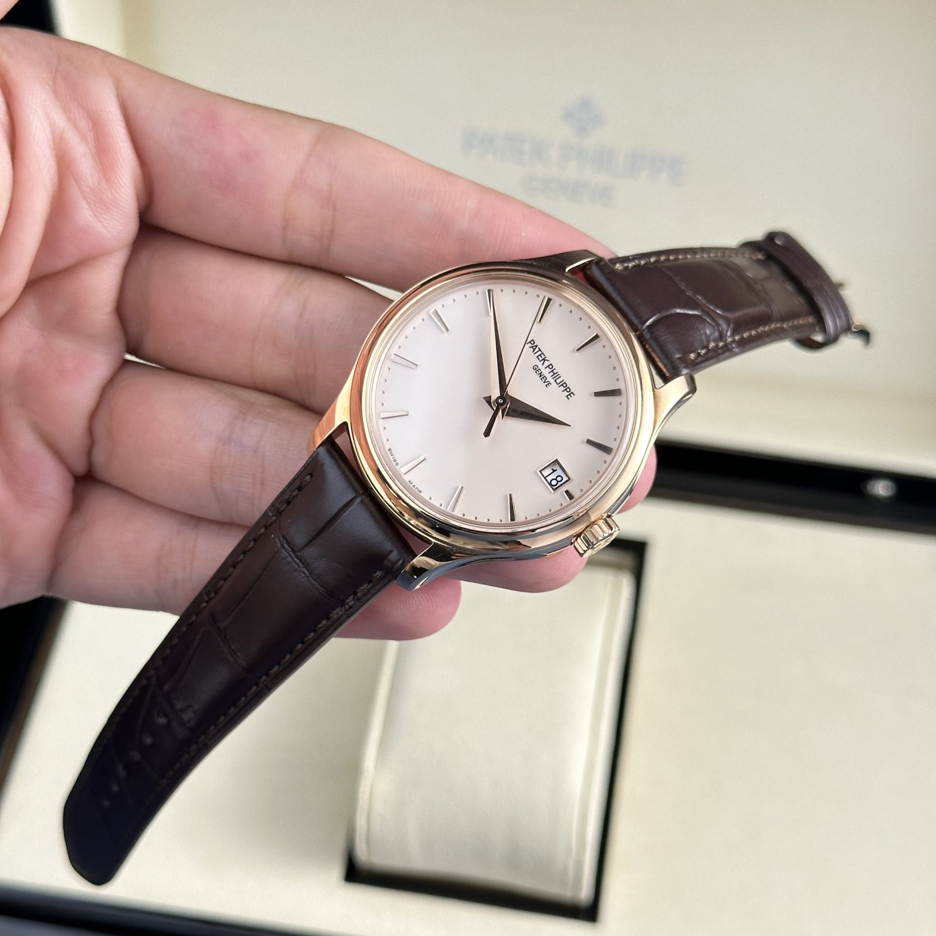 Patek Philippe Replica Watches Calatrava 5227R Leather Strap 3K Factory 39mm - Top club