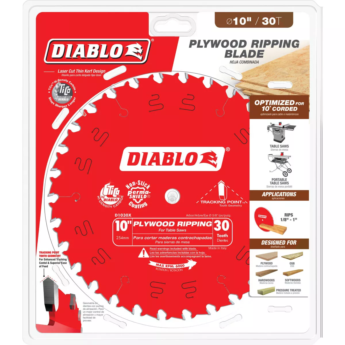 Diablo 10 In. 30-Tooth Plywood Ripping Circular Saw Blade