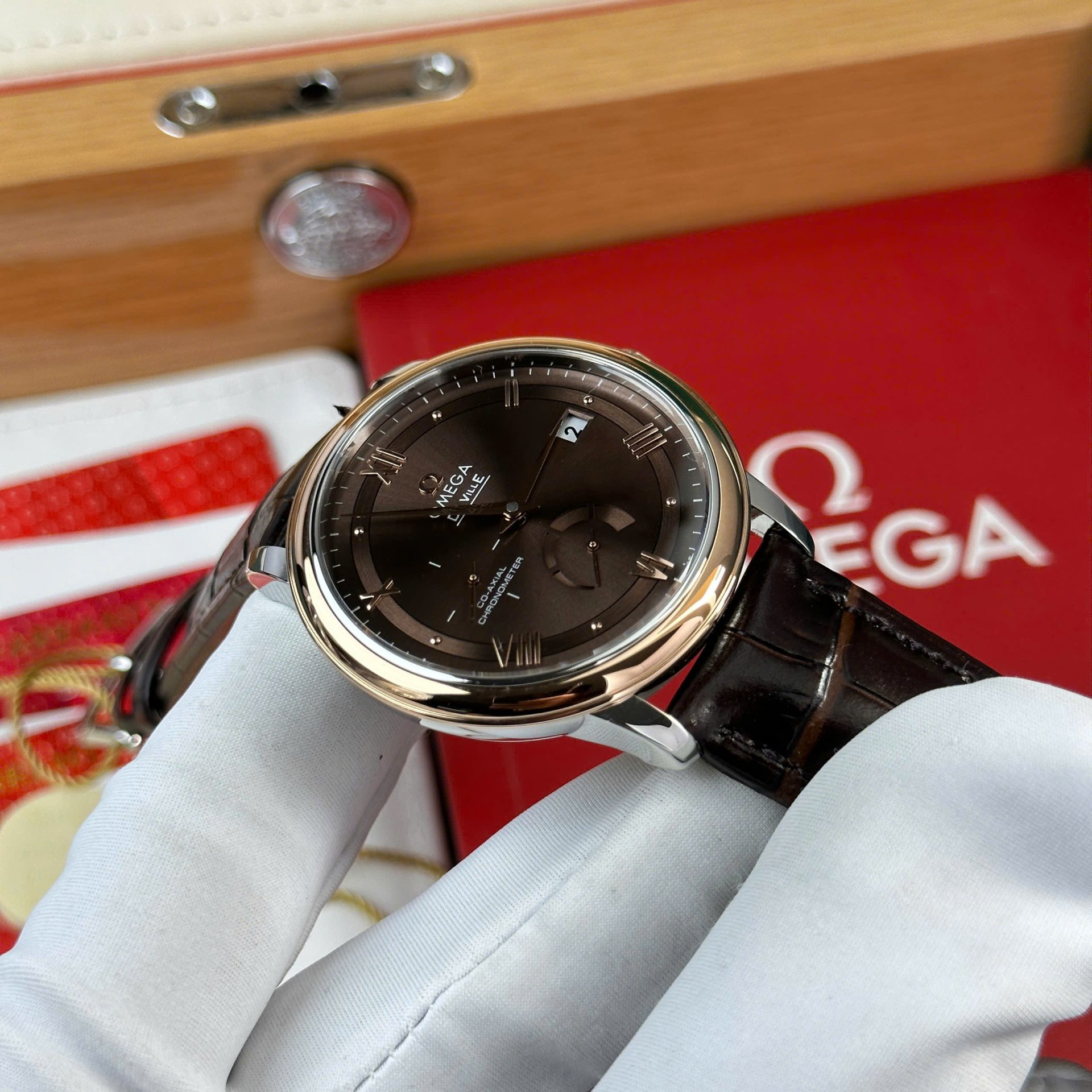 Omega De Ville Prestige Power Reserve Replica 11 Watch Dial Chocolate Leather Strap 39.5mm - Top club