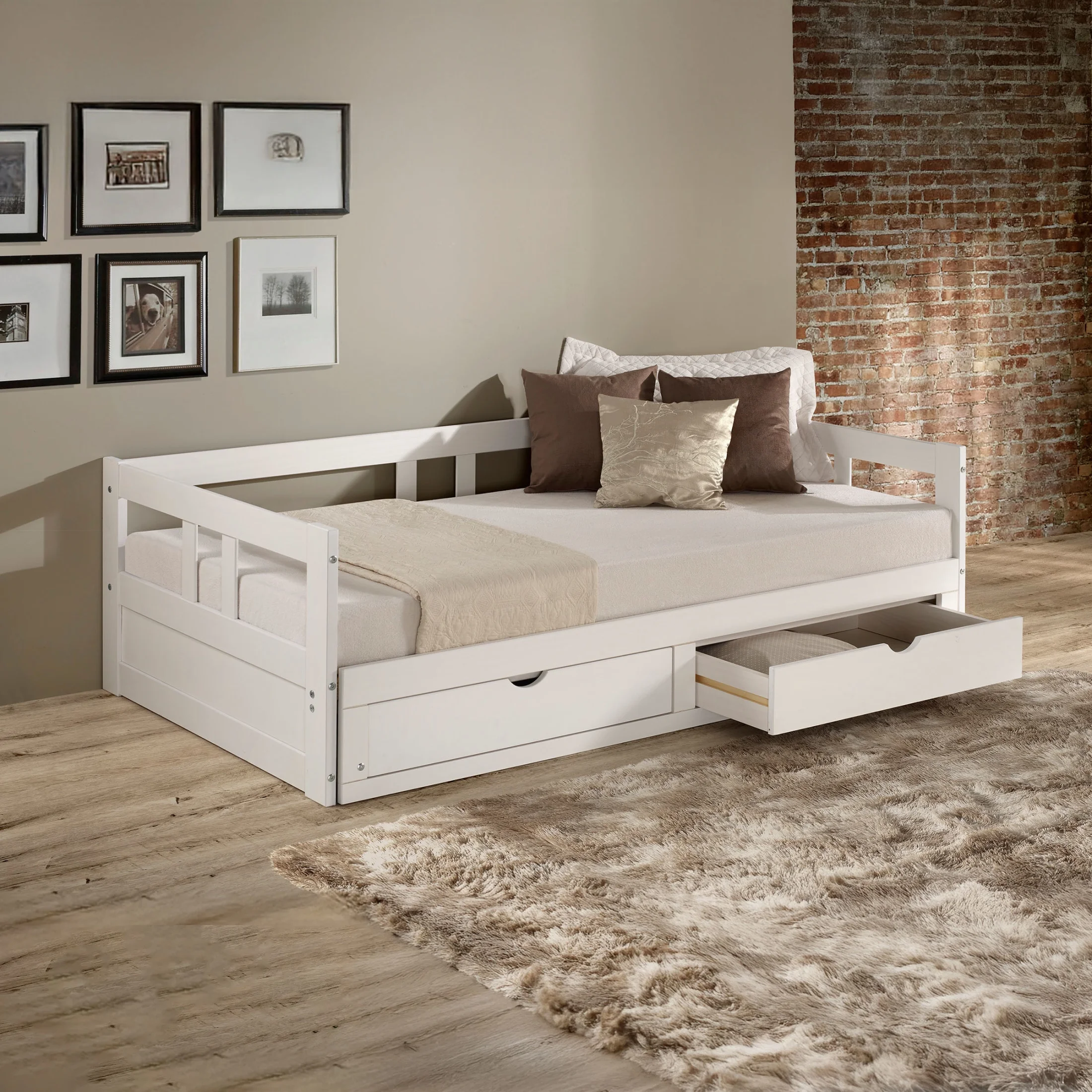 Melody Twin to King Extendable Day Bed with Storage White