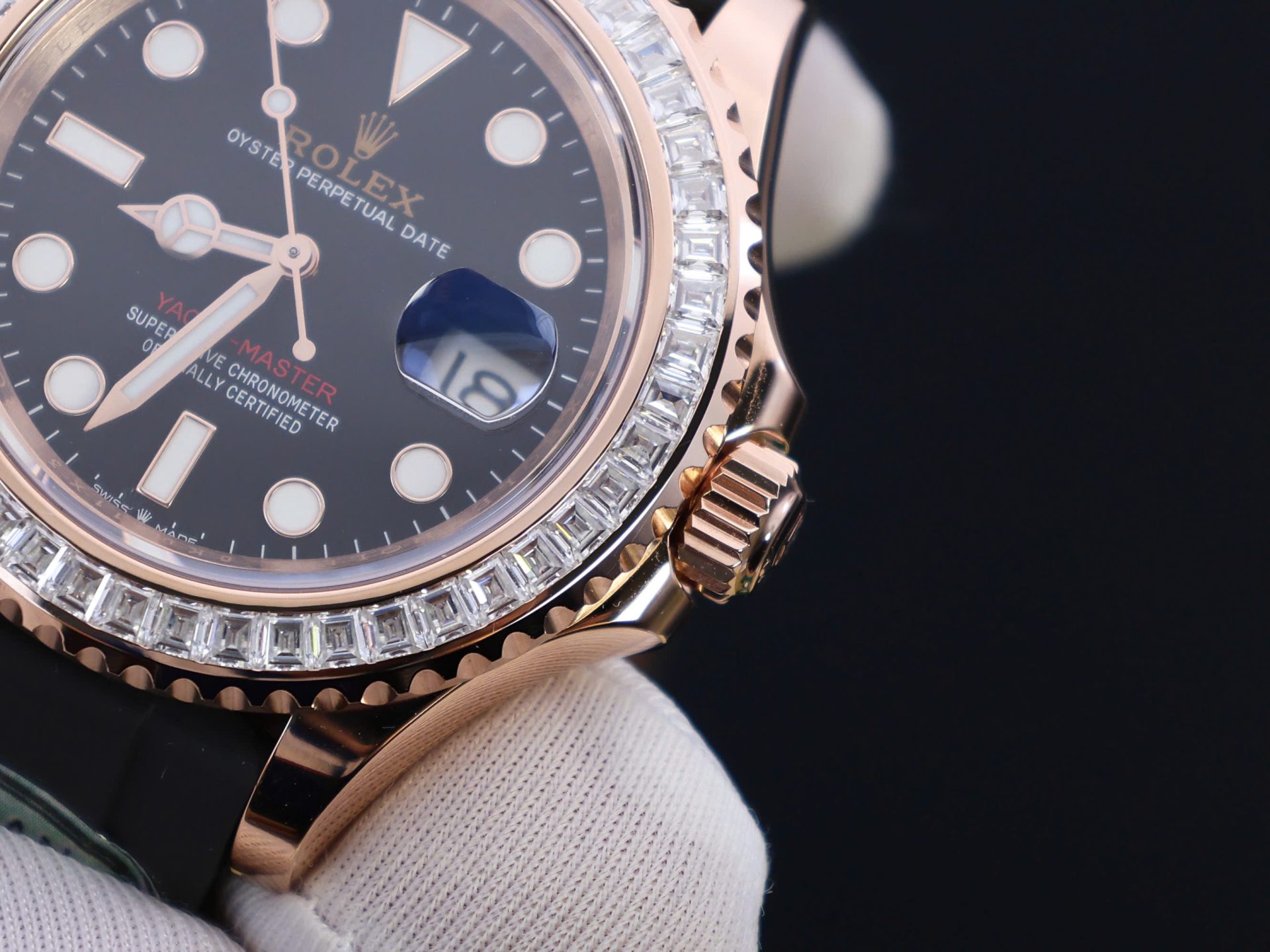 Rolex Yacht-Master Custom Gold Wrapped With Moissanite Baguette Diamond Hong Kong 40mm - Elite Watch Atelier