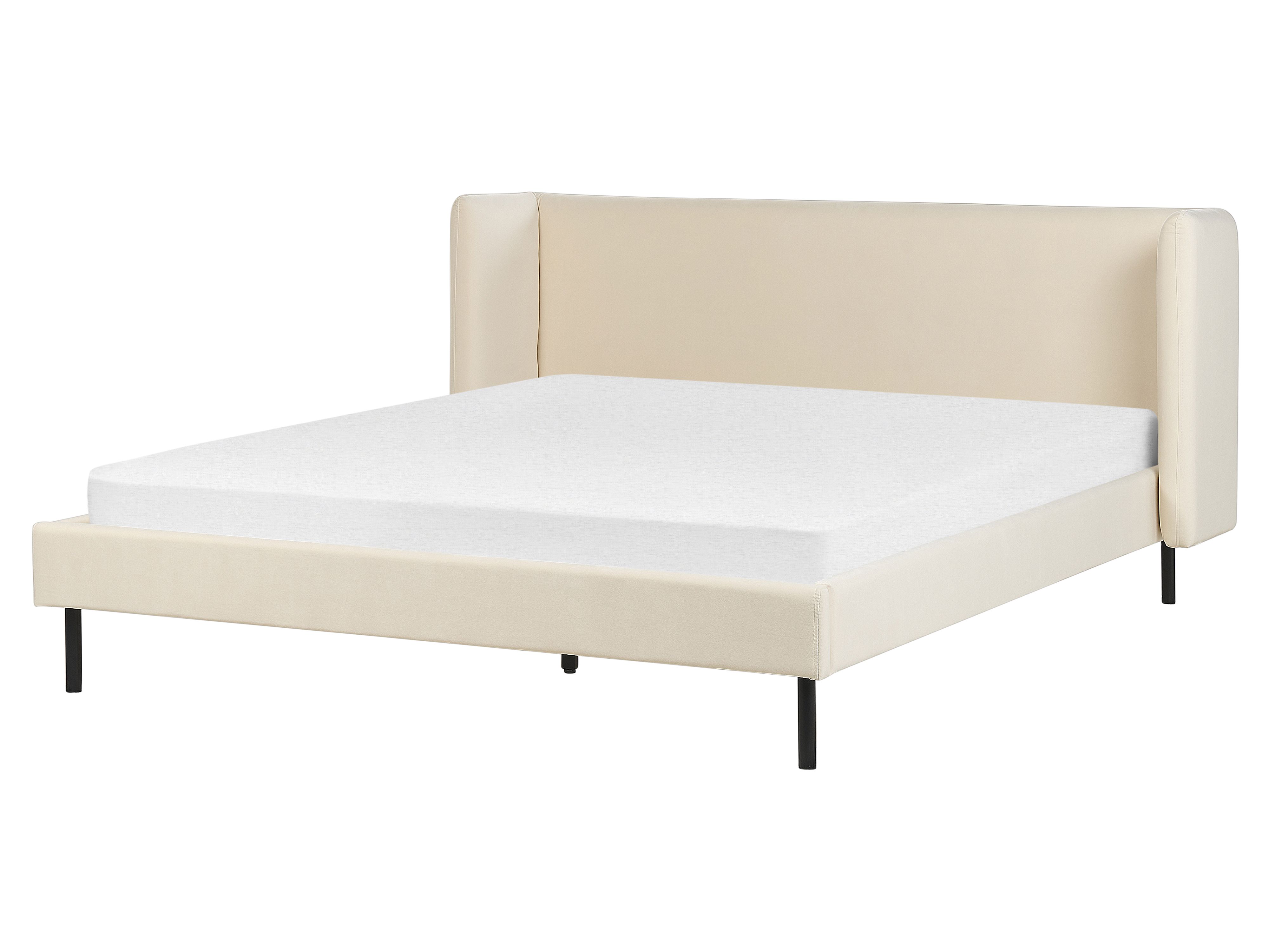Bed Velvet ARETTE 160 x 200 cm (EU King Size) Light Beige