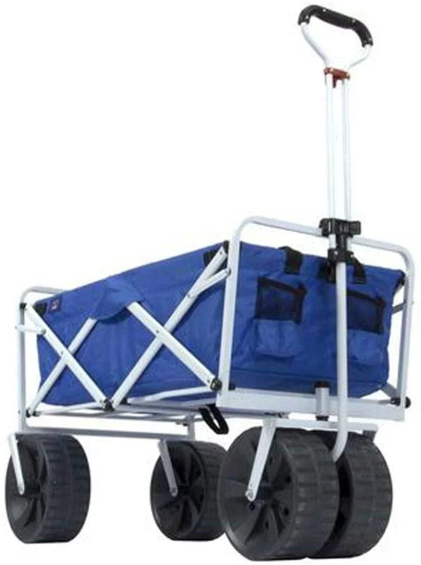 Mac Sports Heavy Duty Collapsible Folding All Terrain Utility Beach Wagon Cart, Blue/Black - Image 5 Mac Sports Heavy Duty Collapsible Folding All Terrain Utility Beach Wagon Cart, Blue/Black - Image 5
