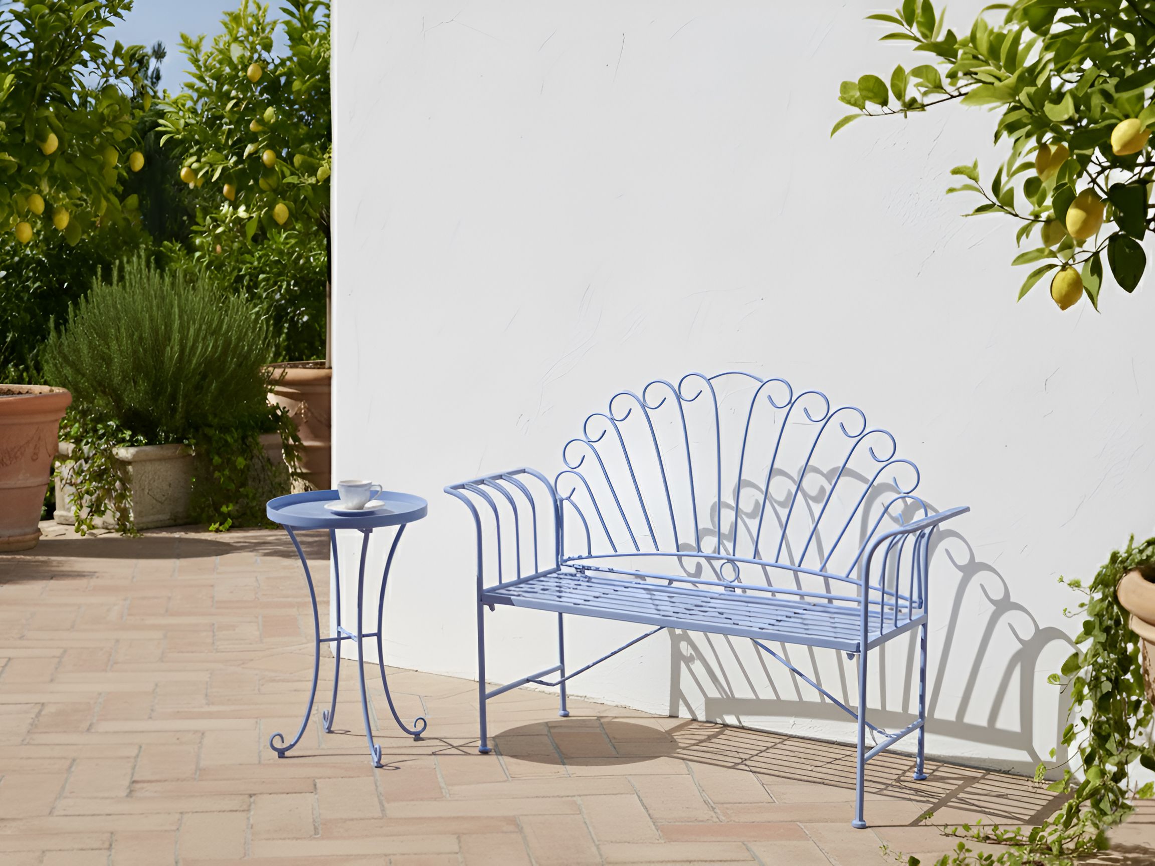 Garden Side Table CAVINIA 40 cm 40 cm Metal Light Blue