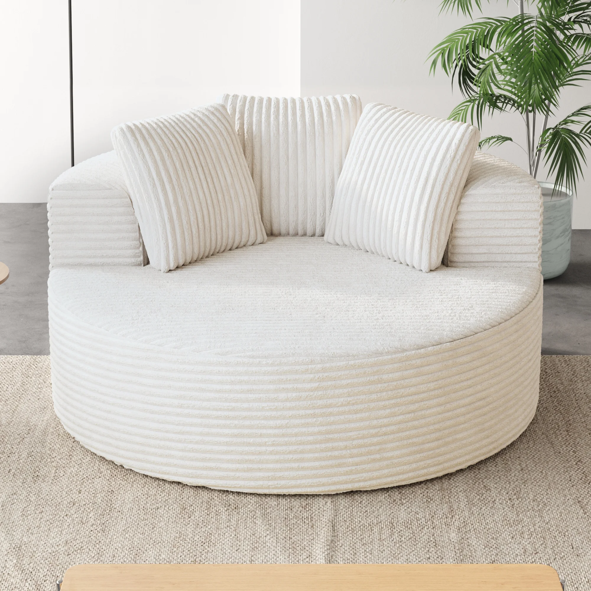 Sodrens Oversized Chaise Lounge Chair Indoor,Upholstered Sofa Bed with Throw Pillows and Armrests,Sleeper Chair for Living Room,Bedroom,Brown,Corduroy - Image 20