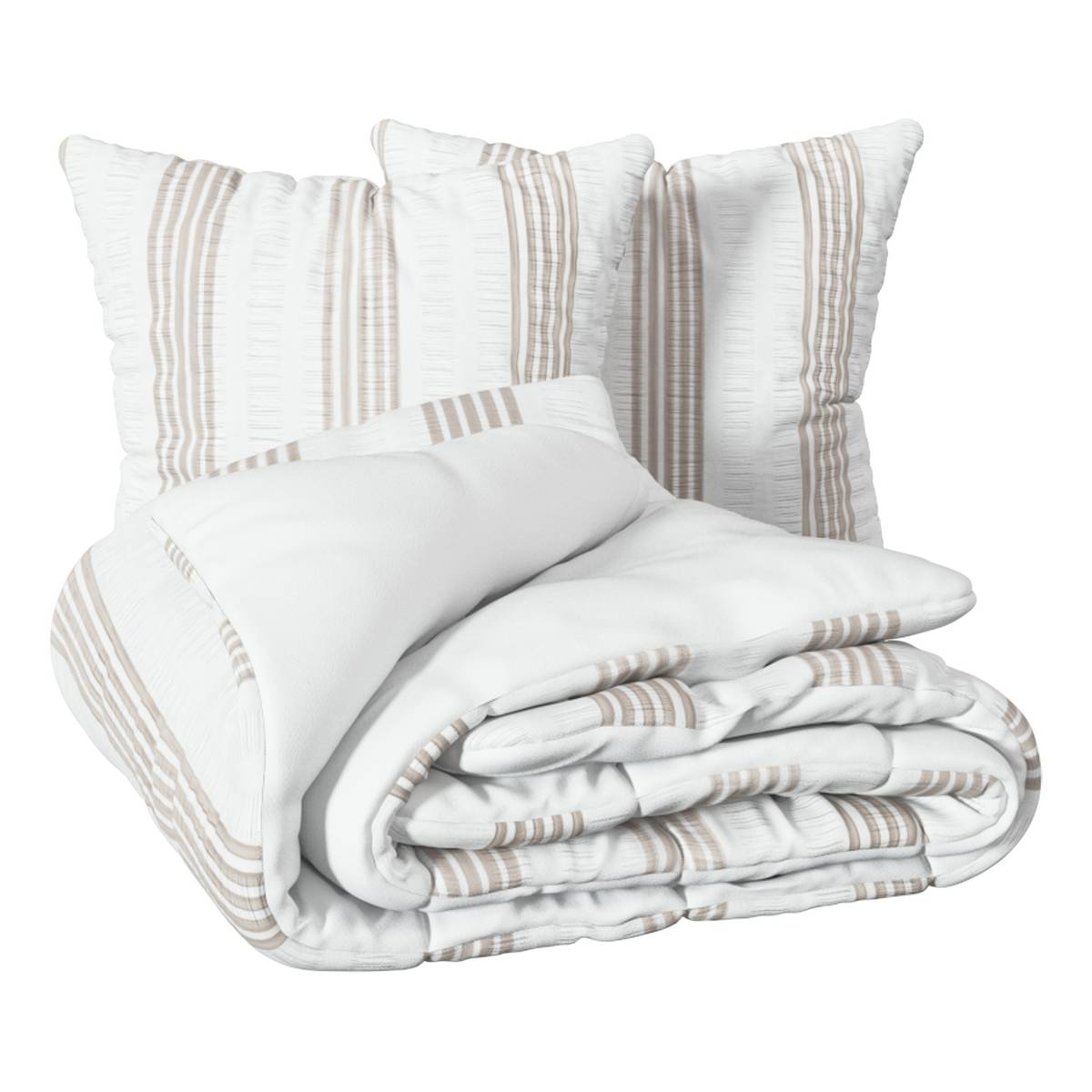 Bedding Set "Stripes" Beige linen, 240x220 cm