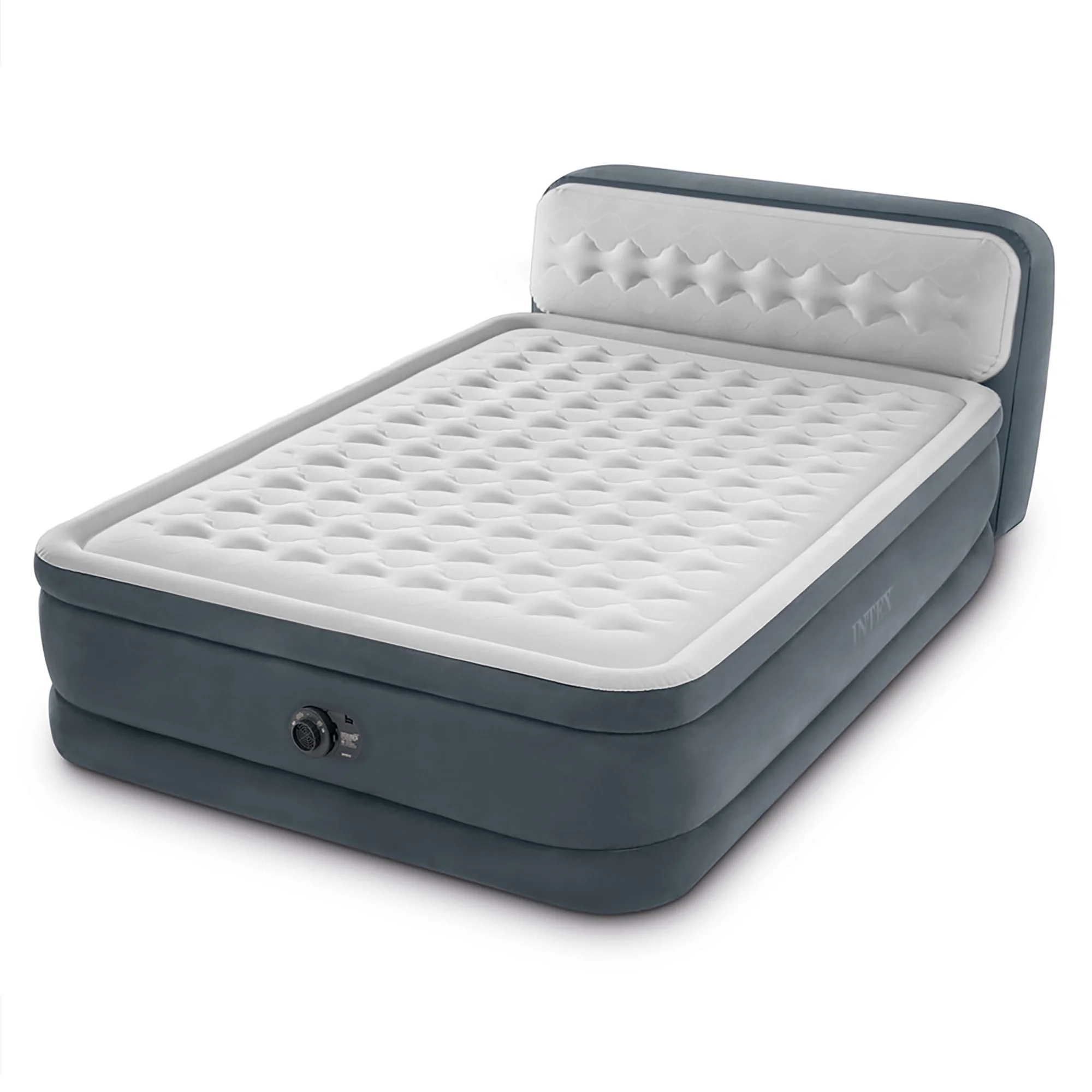 Intex: Dura-Beam Deluxe: Ultra Plush Headboard Airbed - Queen - Gray, 18" Inflatable Mattress, Built-In Pump, Fiber-Tech, Carry Bag, 600lb Cap 64447ED - Image 17