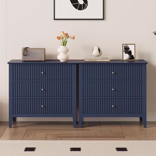 Heynemo Beige 6 Drawer Dresser, Fluted Modern Wood Chest - Image 19