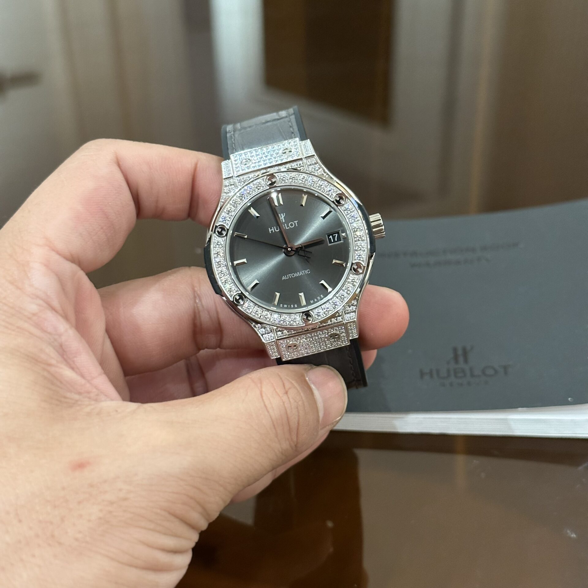 Hublot Classic Fusion Grey Dial With Diamond Bezel HB Factory 38mm - Elite Watch Atelier