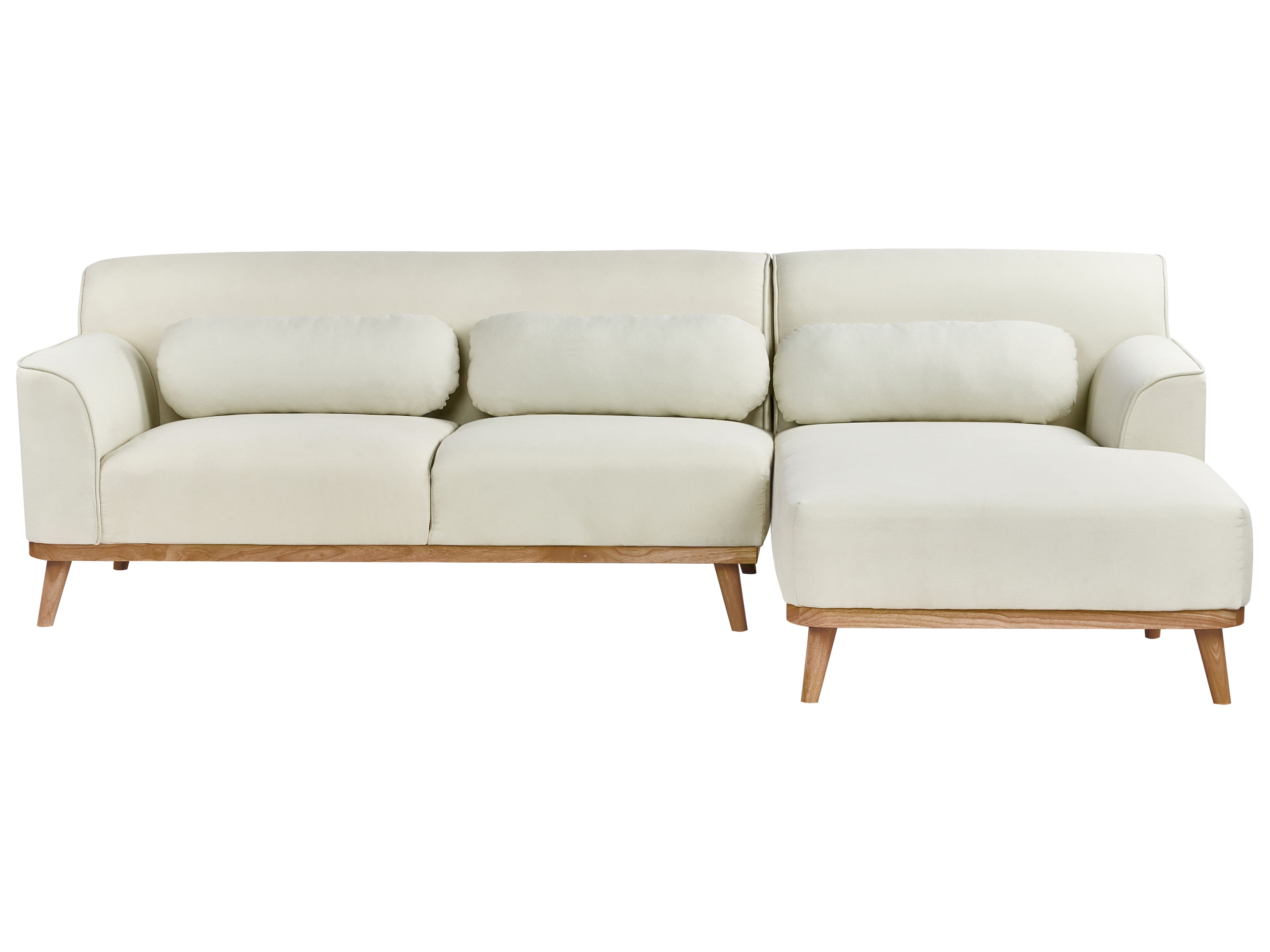 Corner Sofa 3 Seater SIMOS Fabric Off-White Left Hand