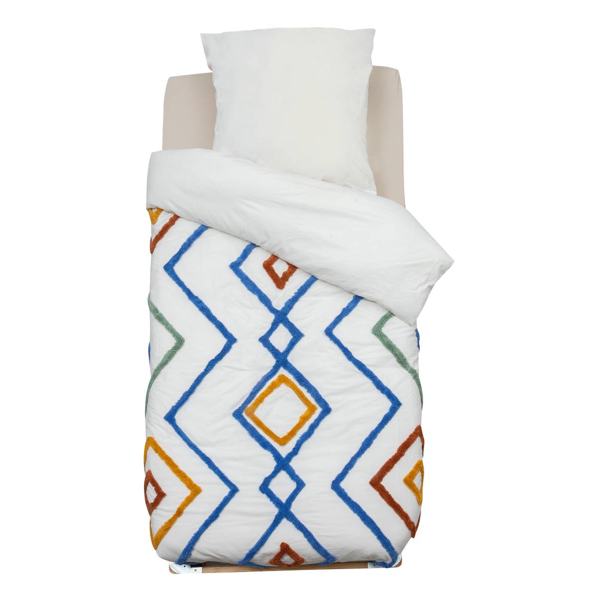 2-piece kids bed set "Adi" Tufted cotton, Multicolor, 140x200 cm