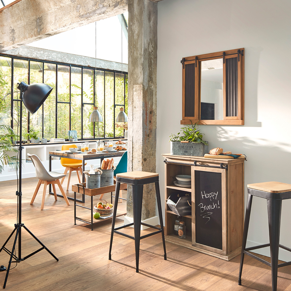 Set of 2 metal buckets Grey, D.19/23 cm