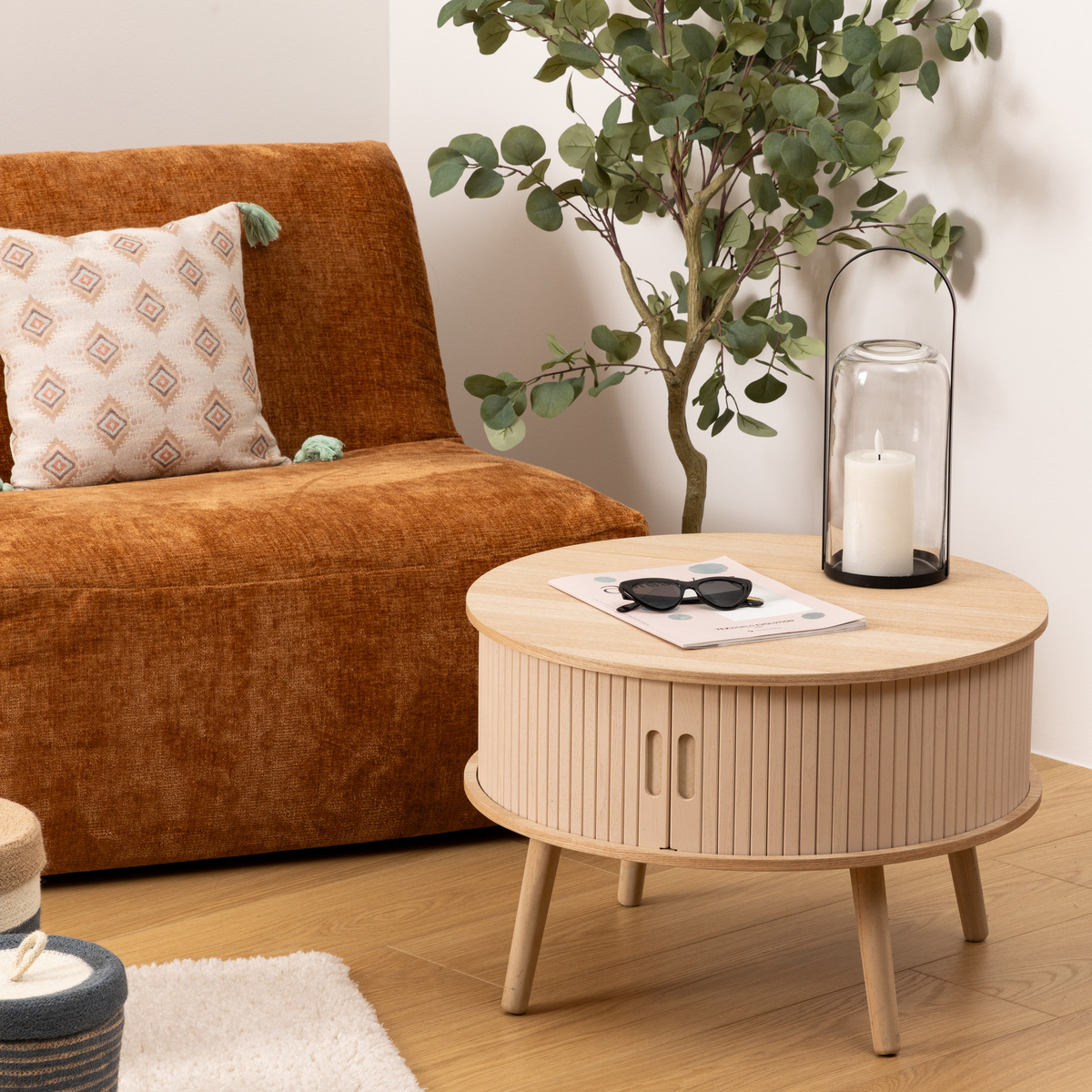 2-door coffee table "Nysos" Cream, 60x60x40.7 cm