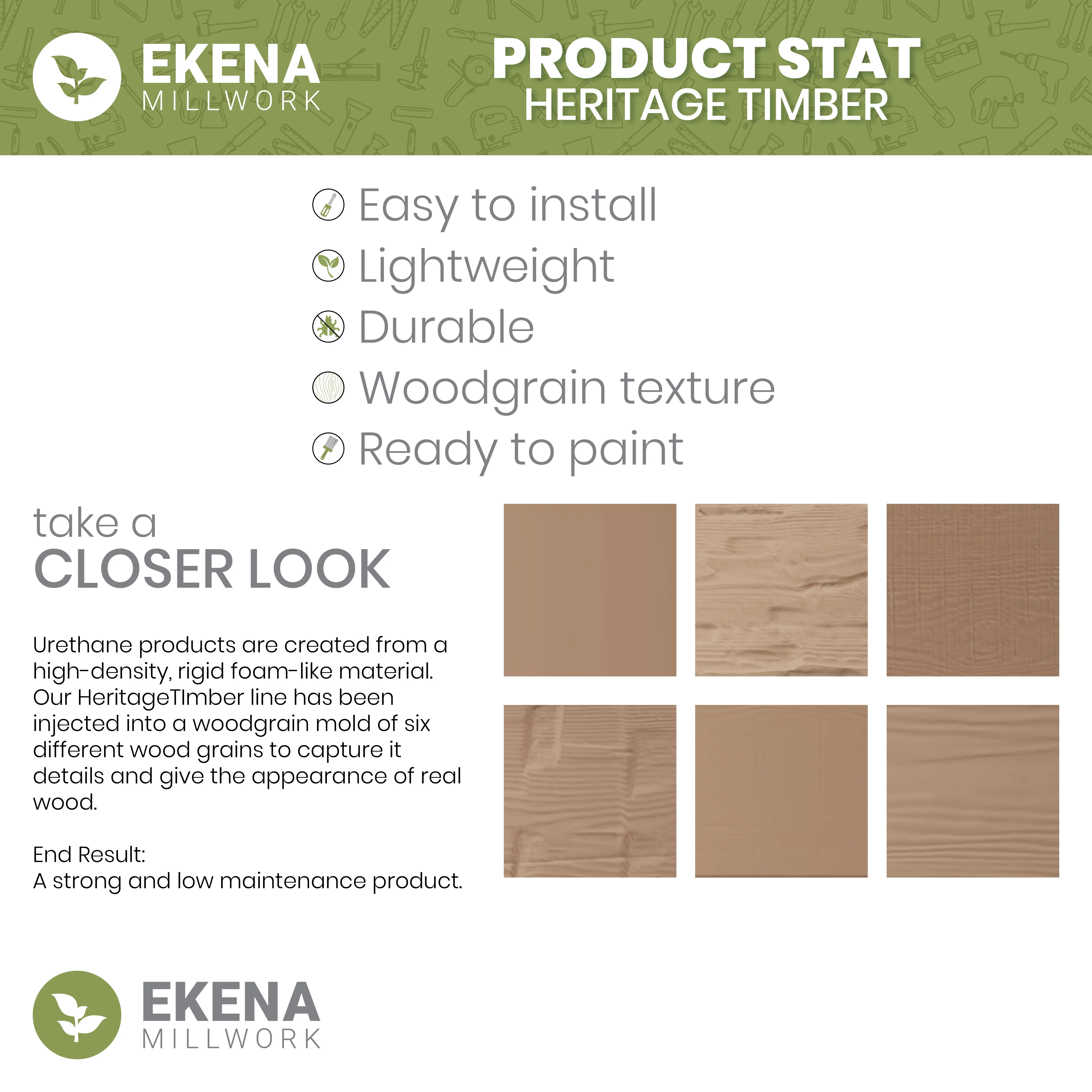 Ekena Millwork 3 1/2"W x 3 1/2"H x 120"L 3-Sided (U-Beam) Mena HeritageTimber Faux Wood Ceiling Beam, Kona Brown - Image 14