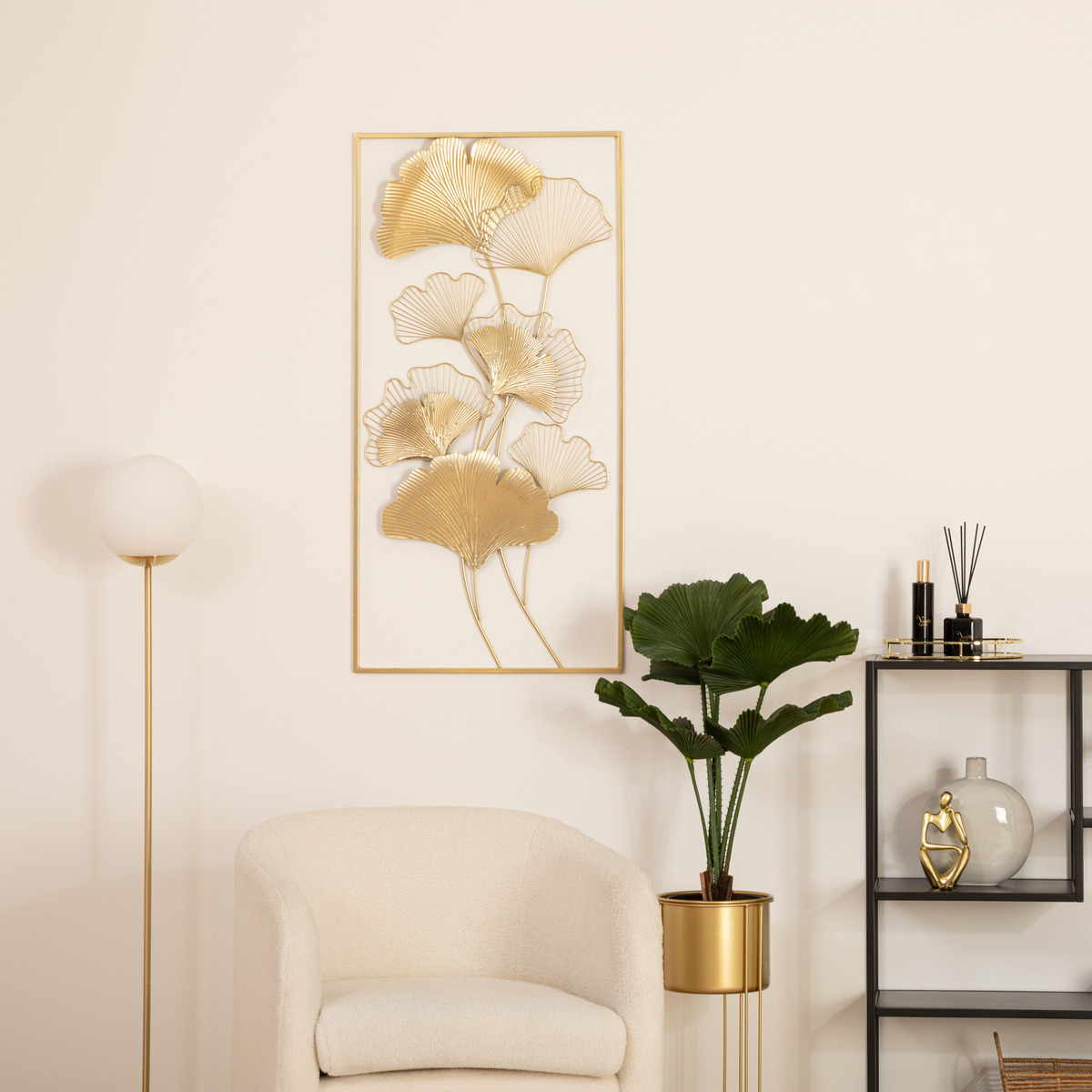 Wall decoration"Adrian" Gilt metal, 50x100 cm