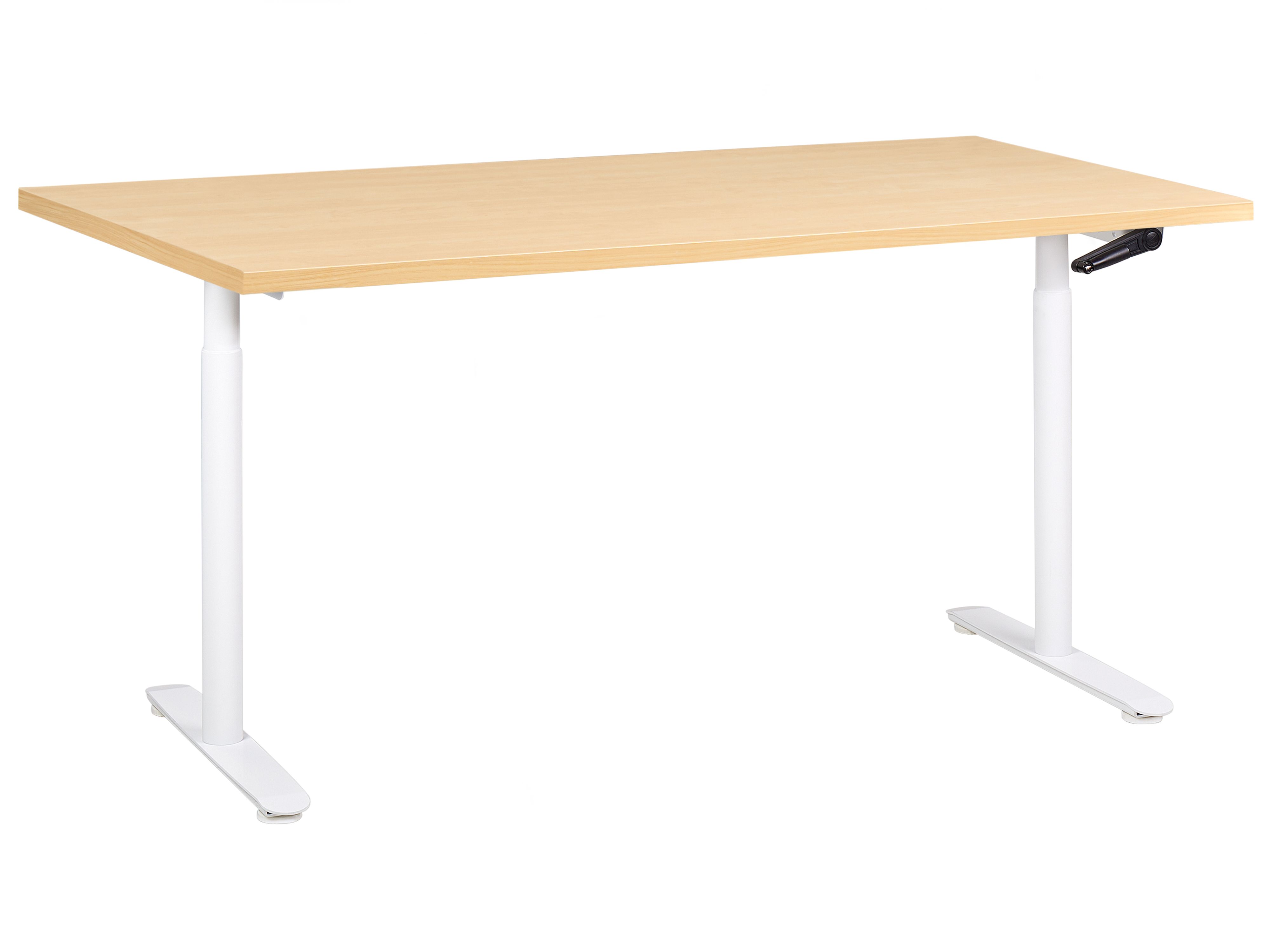 Manual Adjustable Standing Desk DESTINAS Light Brown/ White 160 cm 72 cm